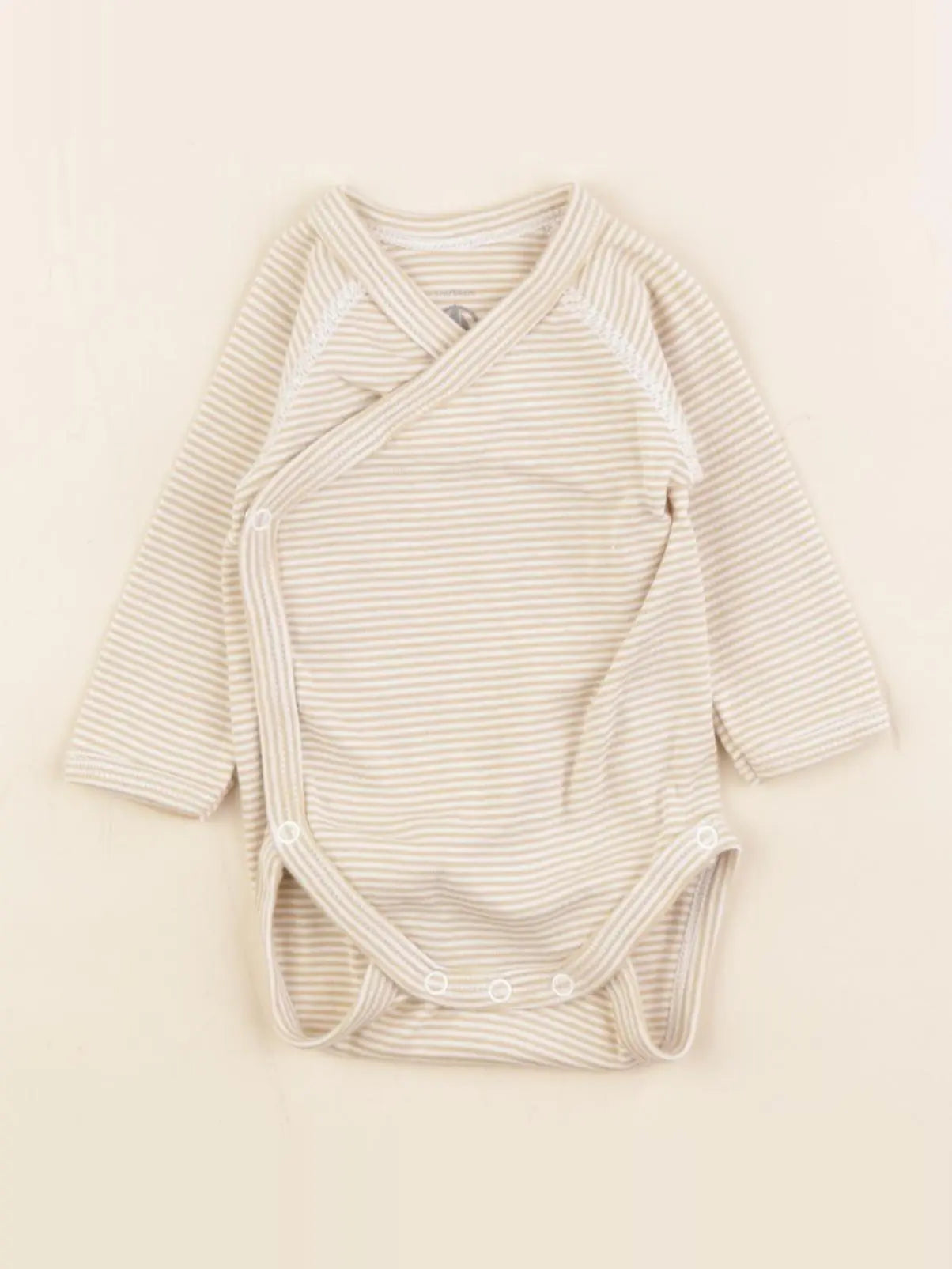 Petit Bateau - body  beige, blanc - 1 mois