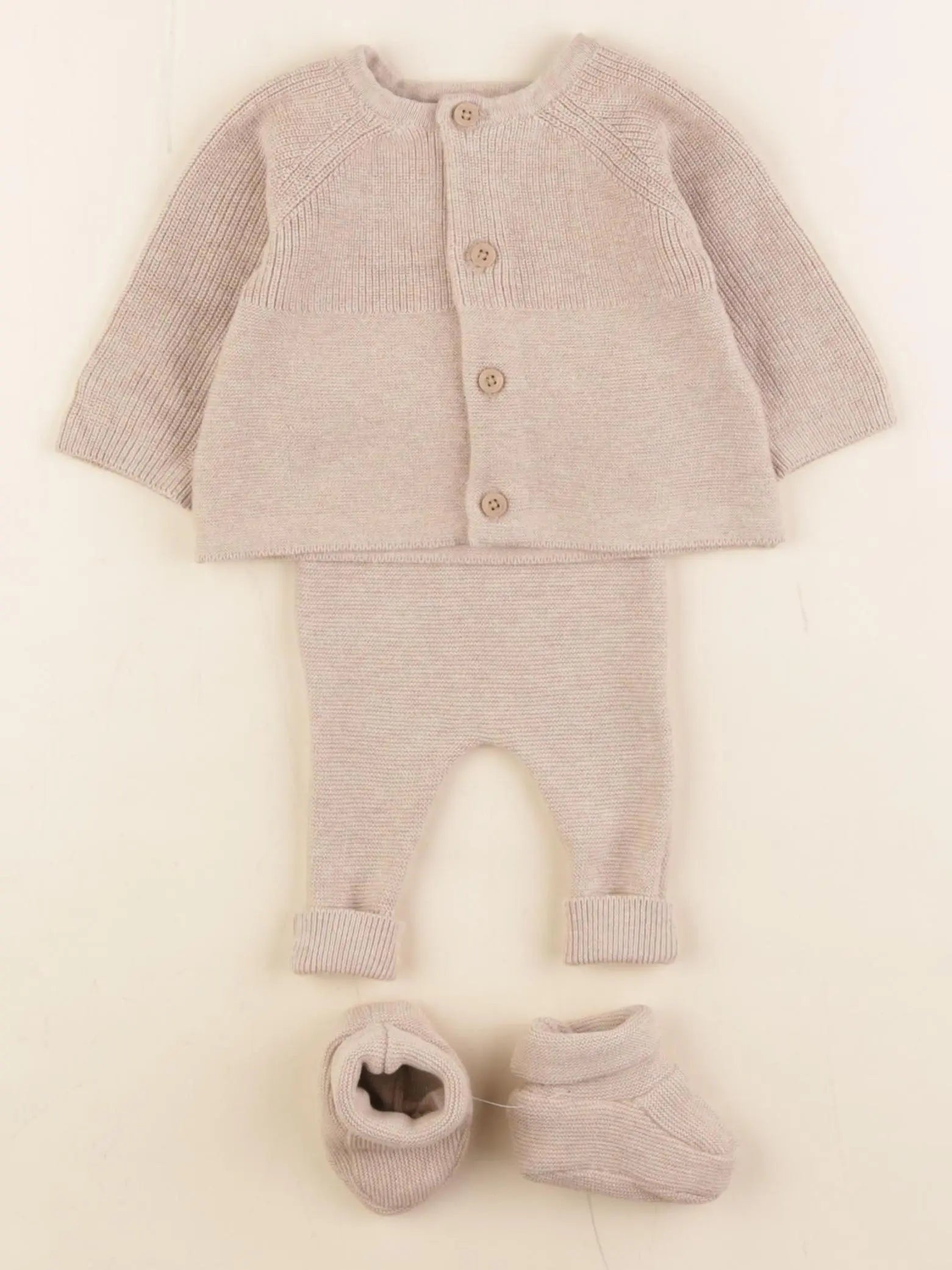 Vertbaudet - ensemble beige - 1 mois