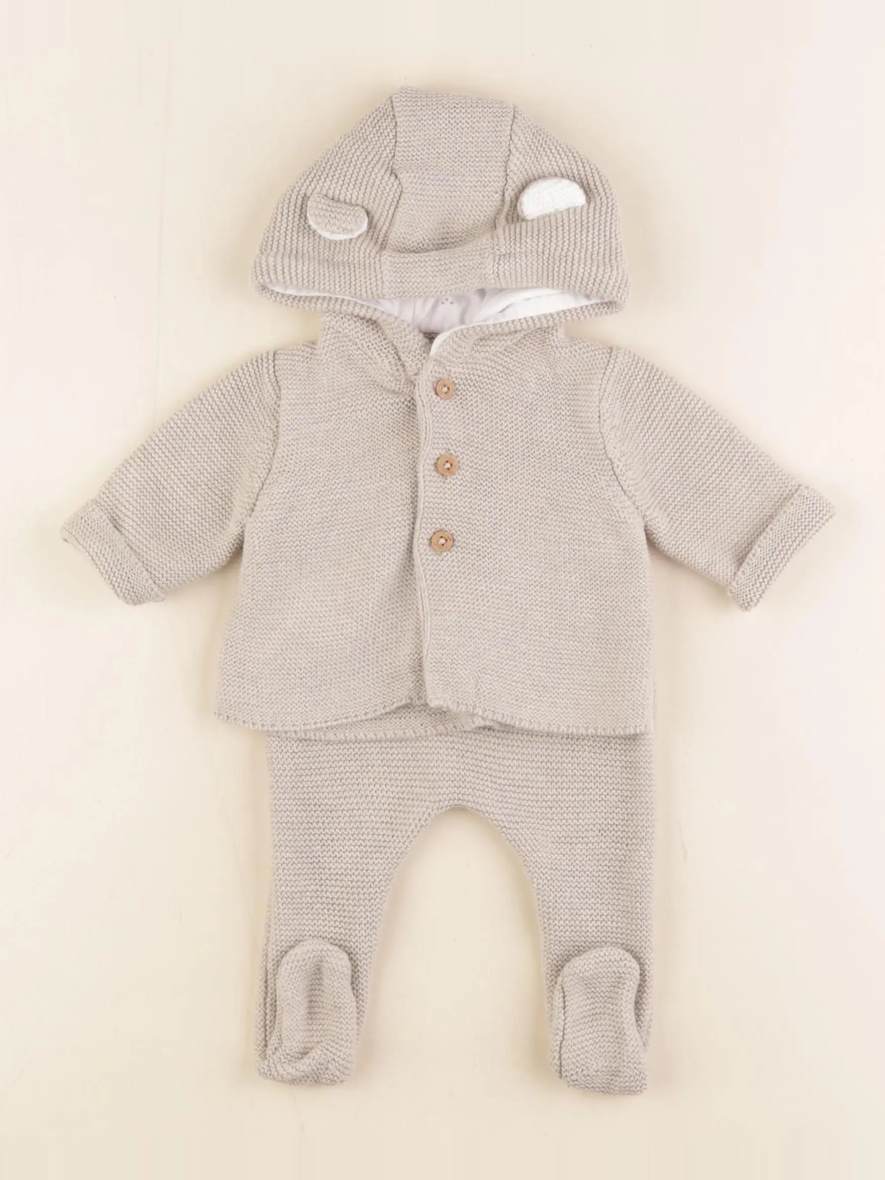 Vertbaudet - ensemble beige - 1 mois