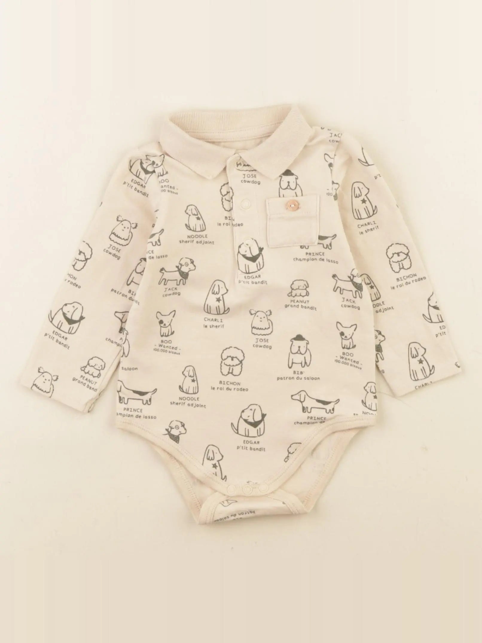 Vertbaudet - body à col beige - 6 mois