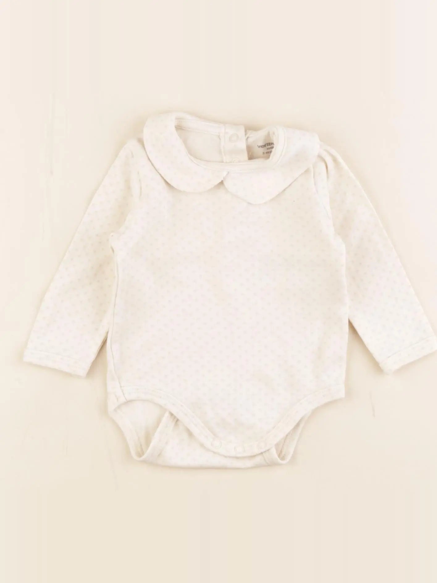 Vertbaudet - body à col beige, rose - 3 mois