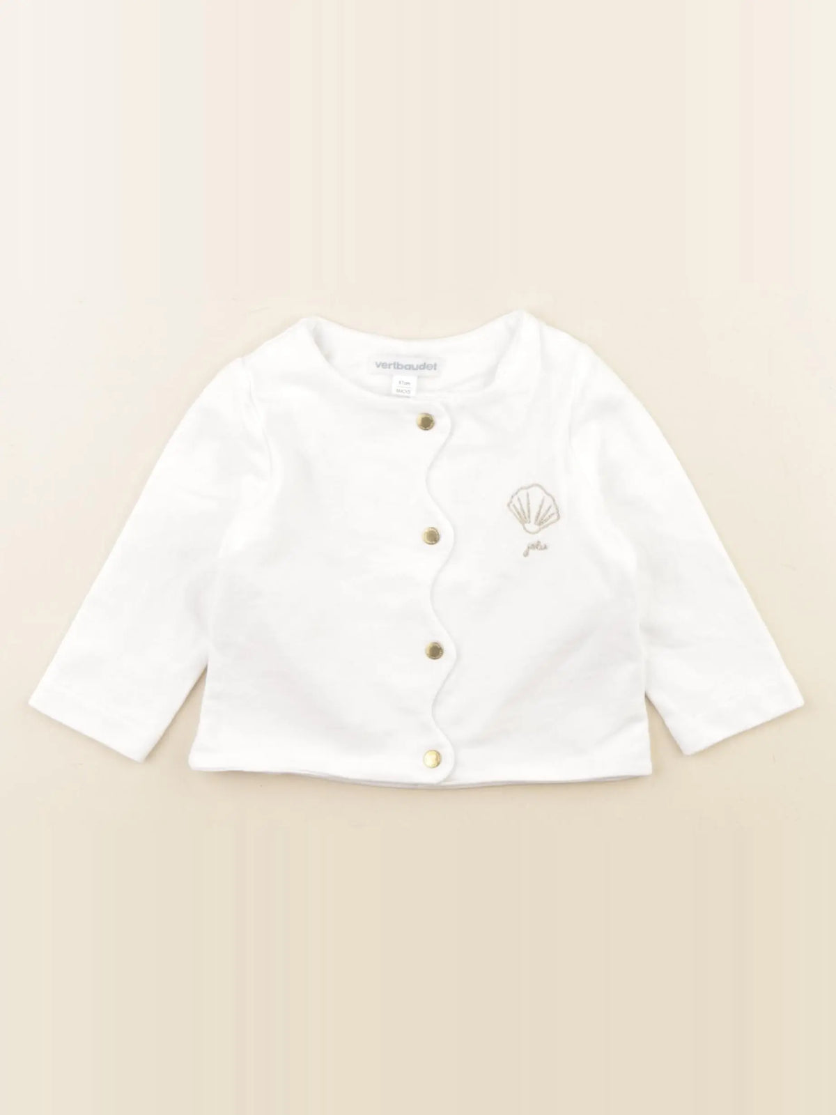 Vertbaudet - sweat blanc, or - 6 mois