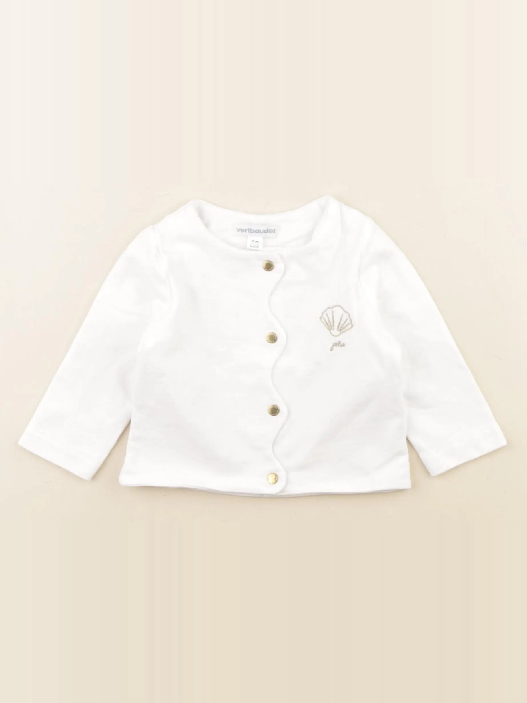 Vertbaudet - sweat blanc, or - 6 mois