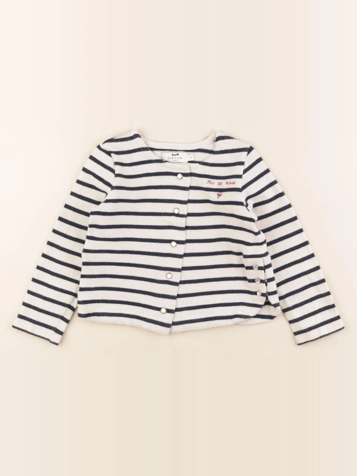 Cyrillus - gilet beige, bleu - 4 ans