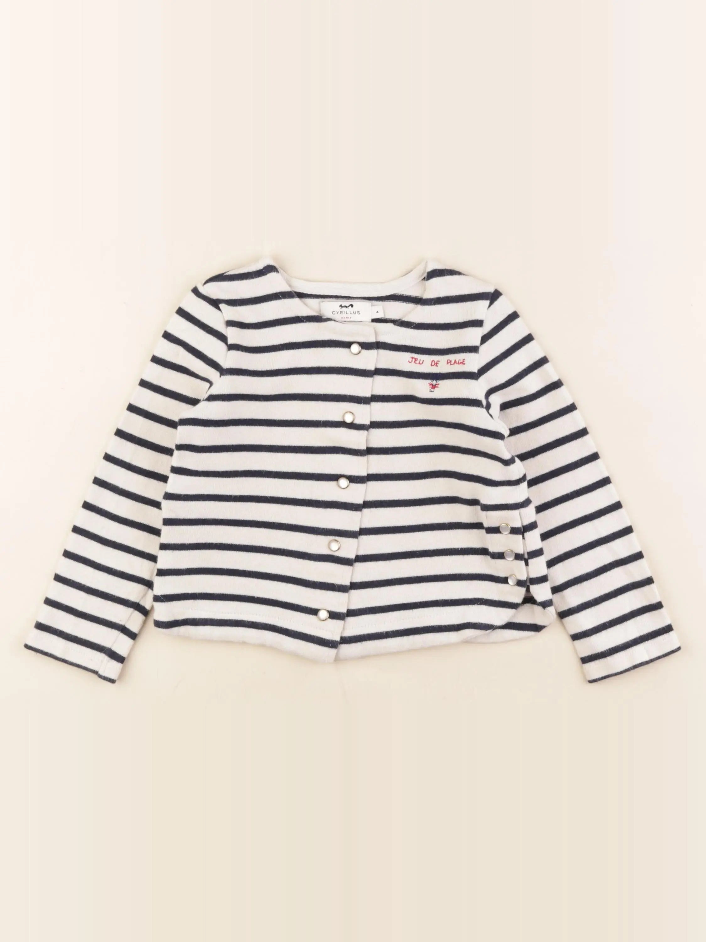 Cyrillus - gilet beige, bleu - 4 ans