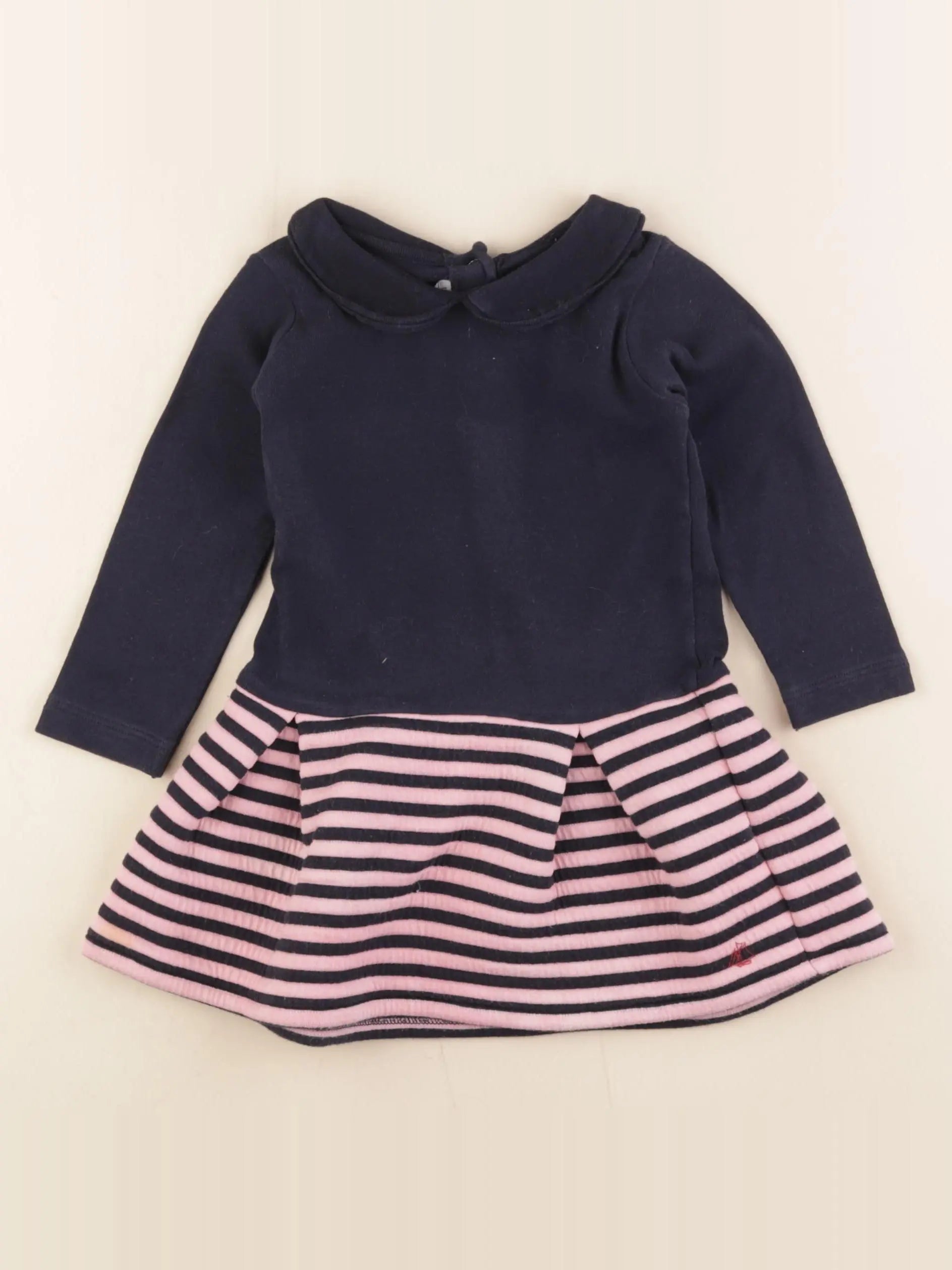Petit Bateau - robe bleu, rose - 18 mois