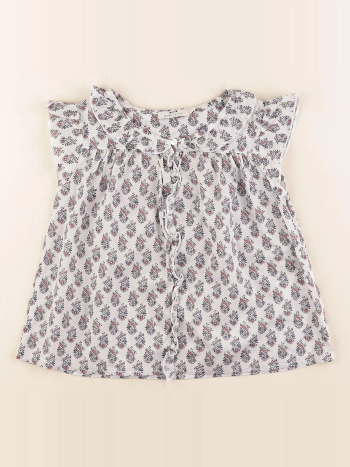 Cyrillus - blouse beige, bleu - 4 ans