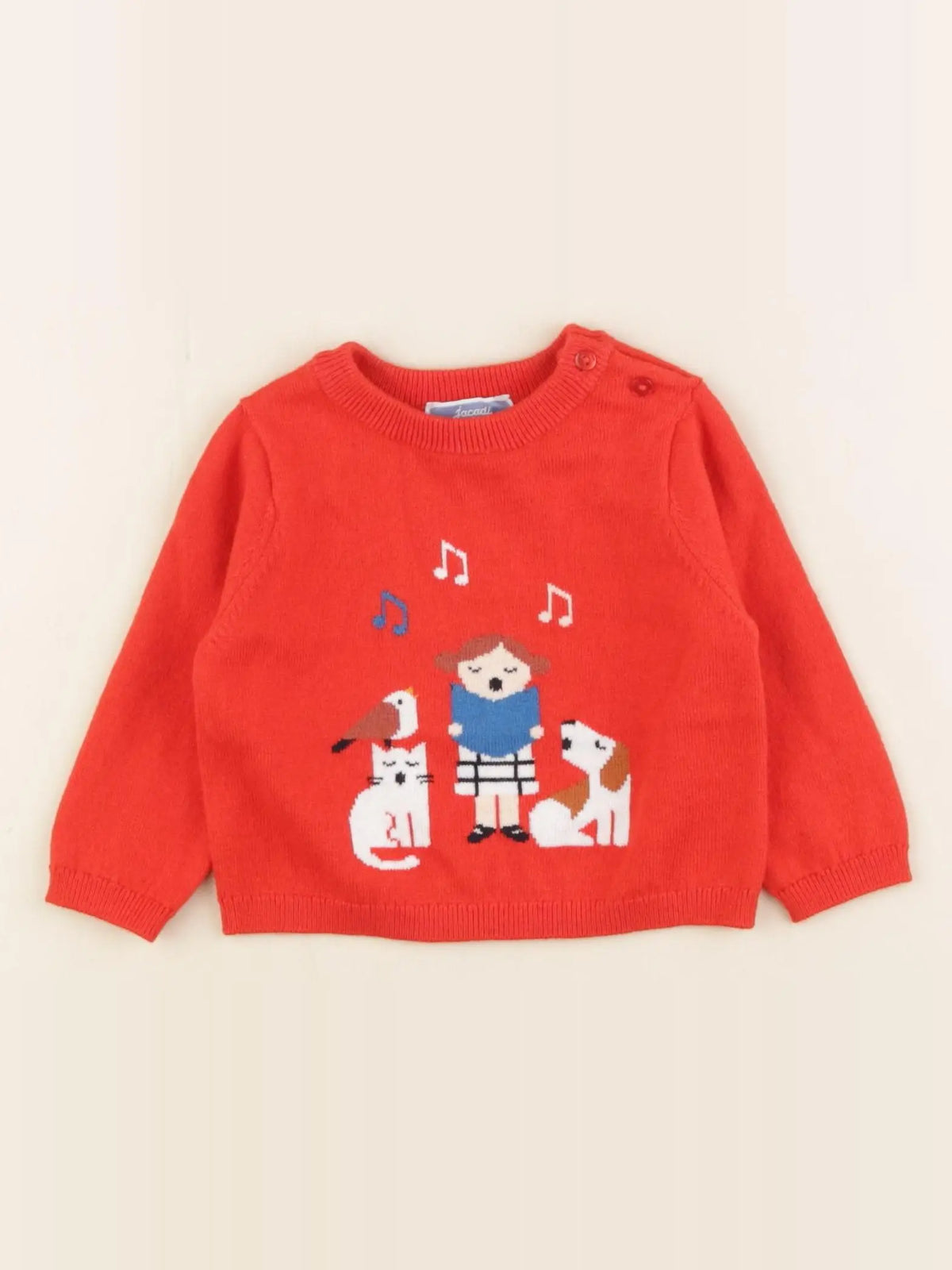 Jacadi - pull rouge - 6 mois
