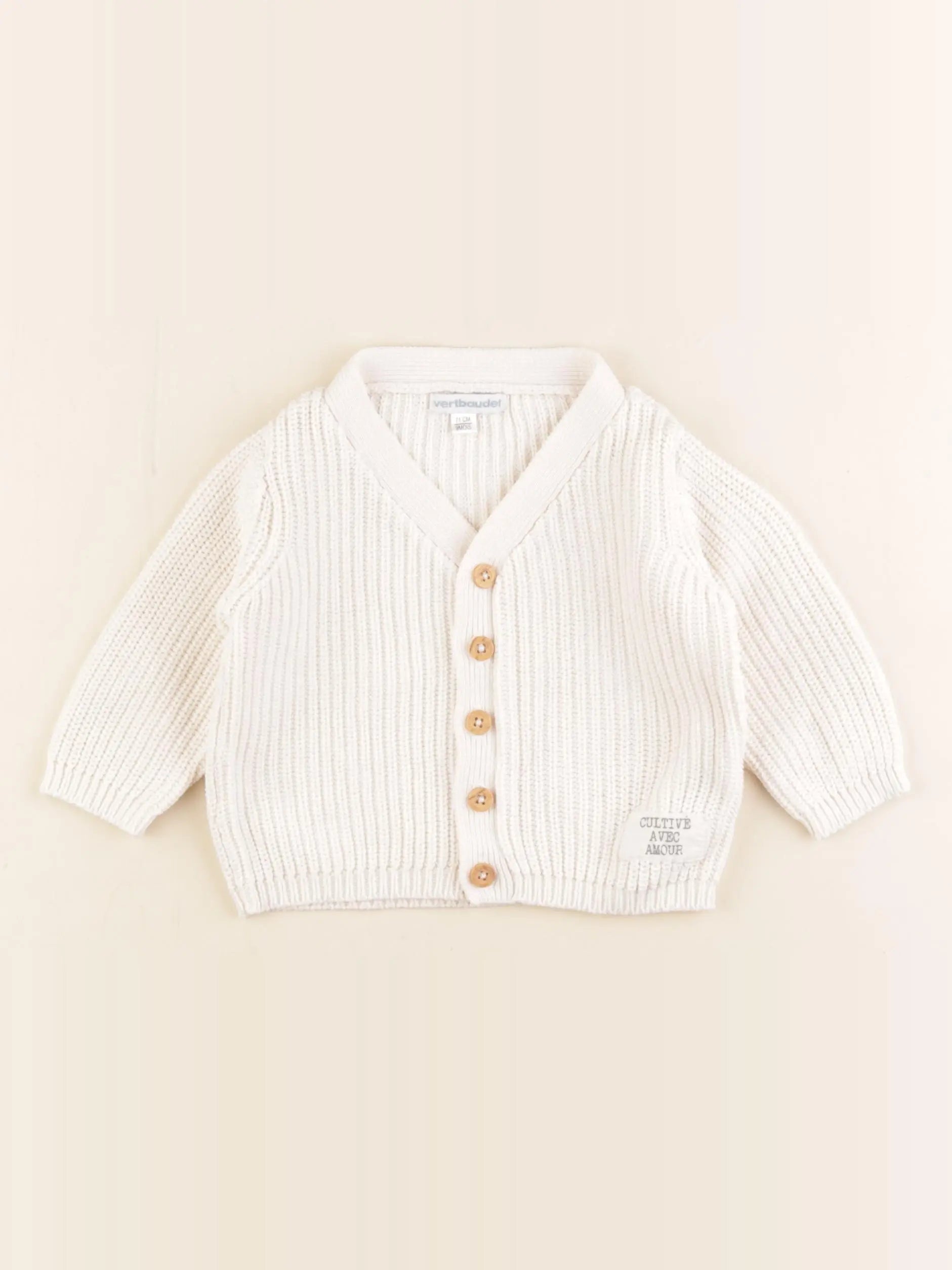 Vertbaudet - gilet blanc - 9 mois