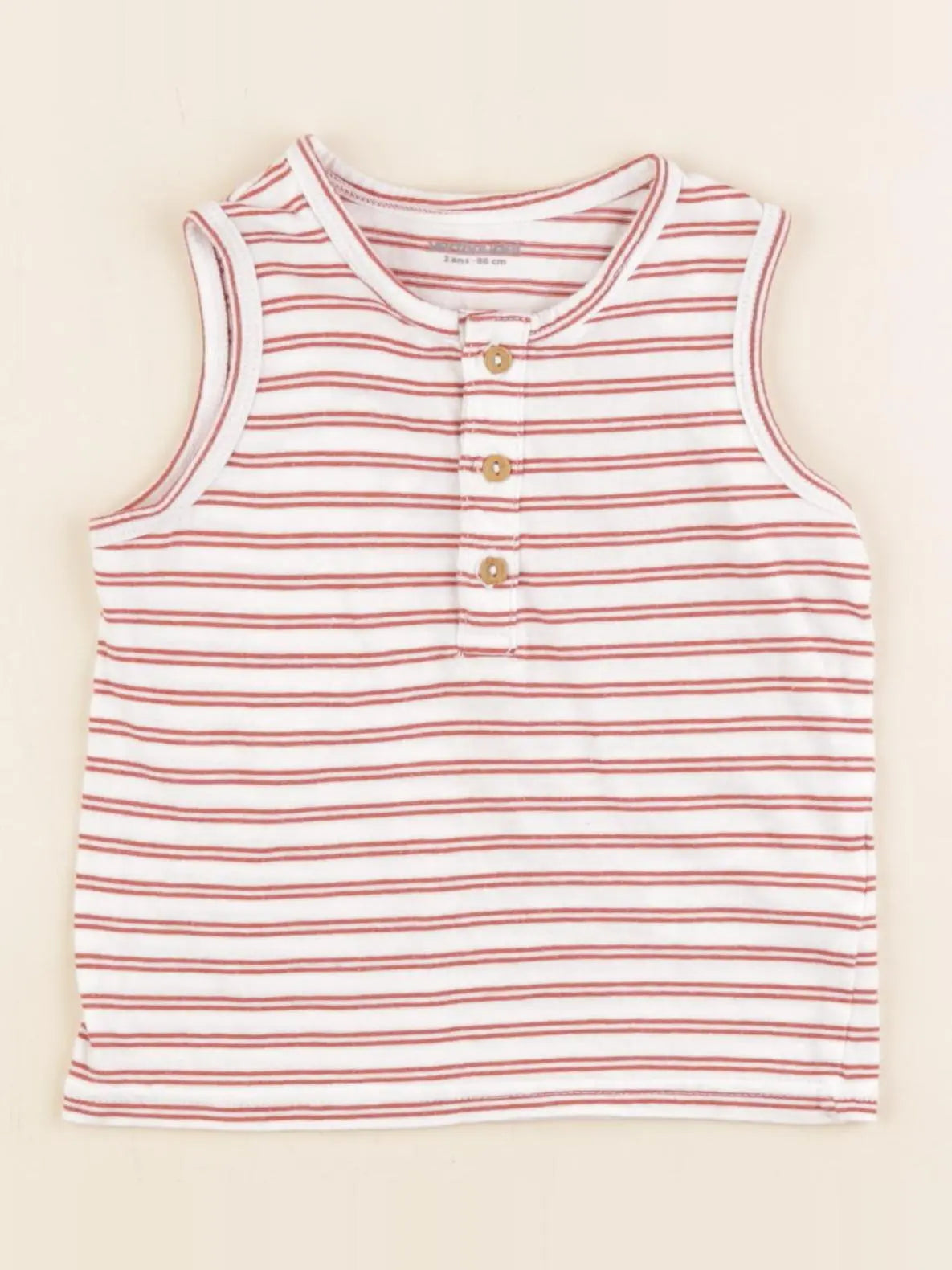 Vertbaudet - débardeur blanc, marron - 2 ans