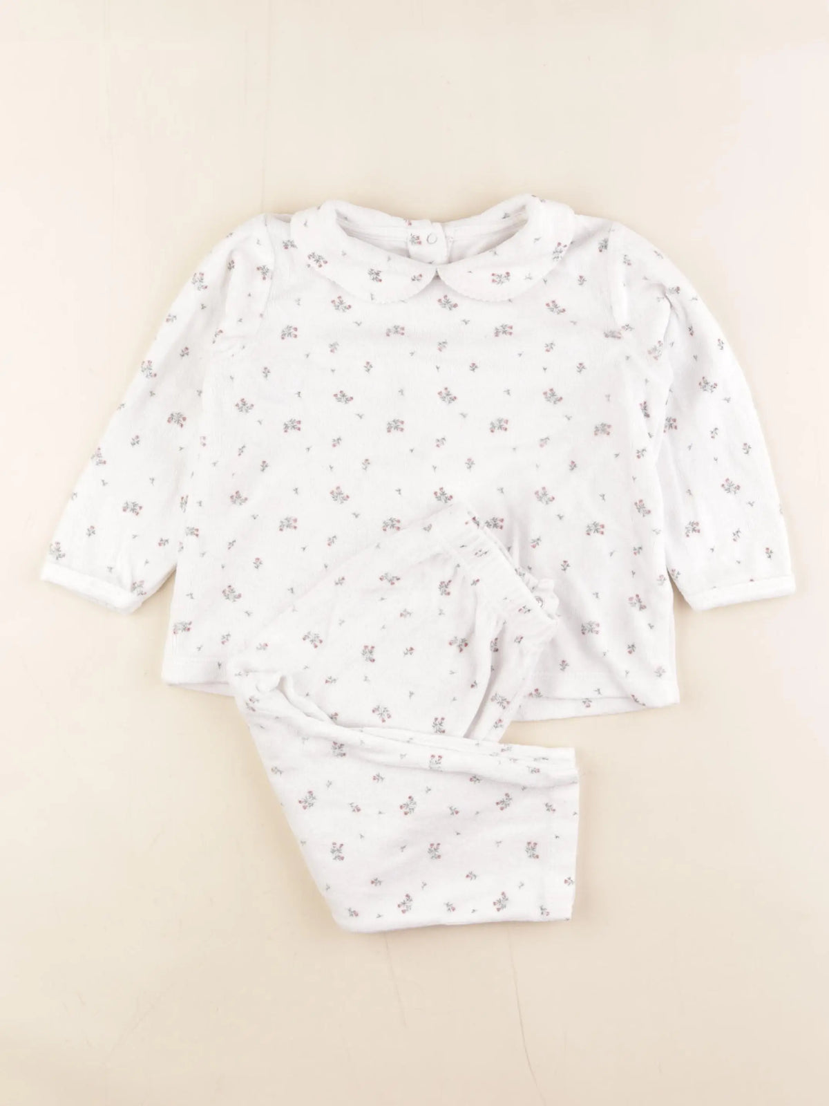 Vertbaudet - pyjama velours blanc - 2 ans