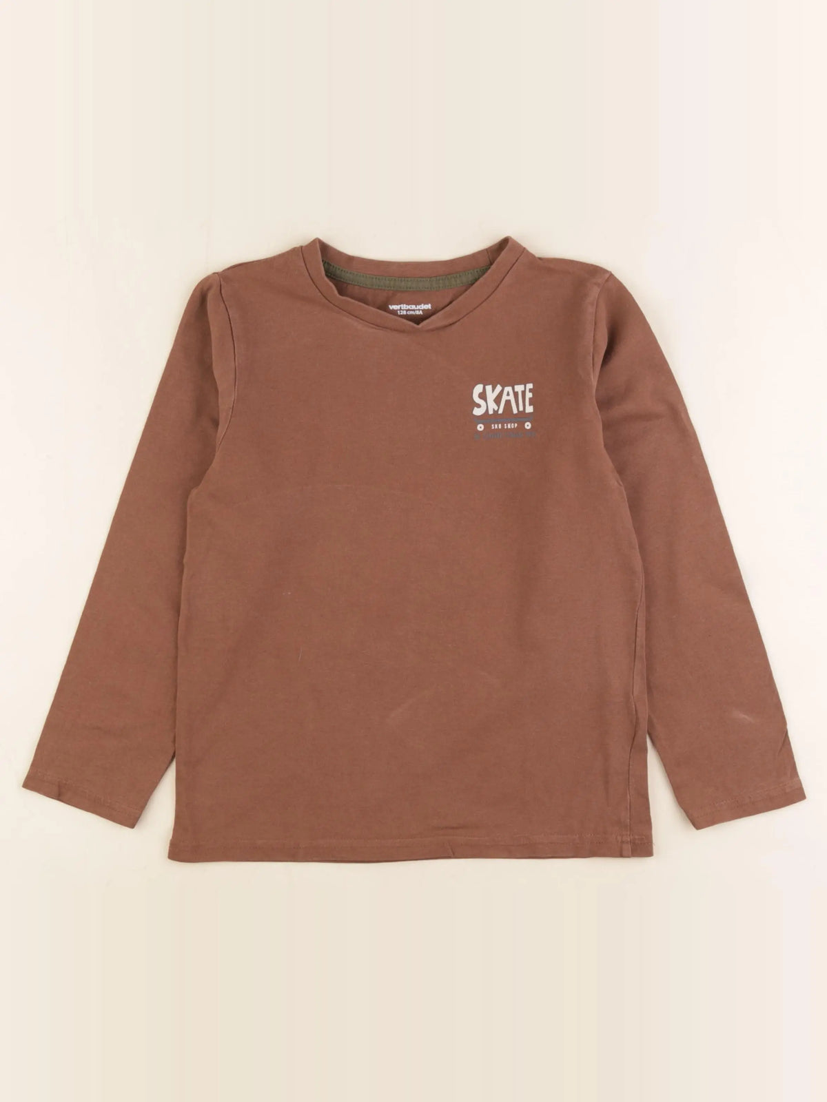 Vertbaudet - tee-shirt marron - 8 ans