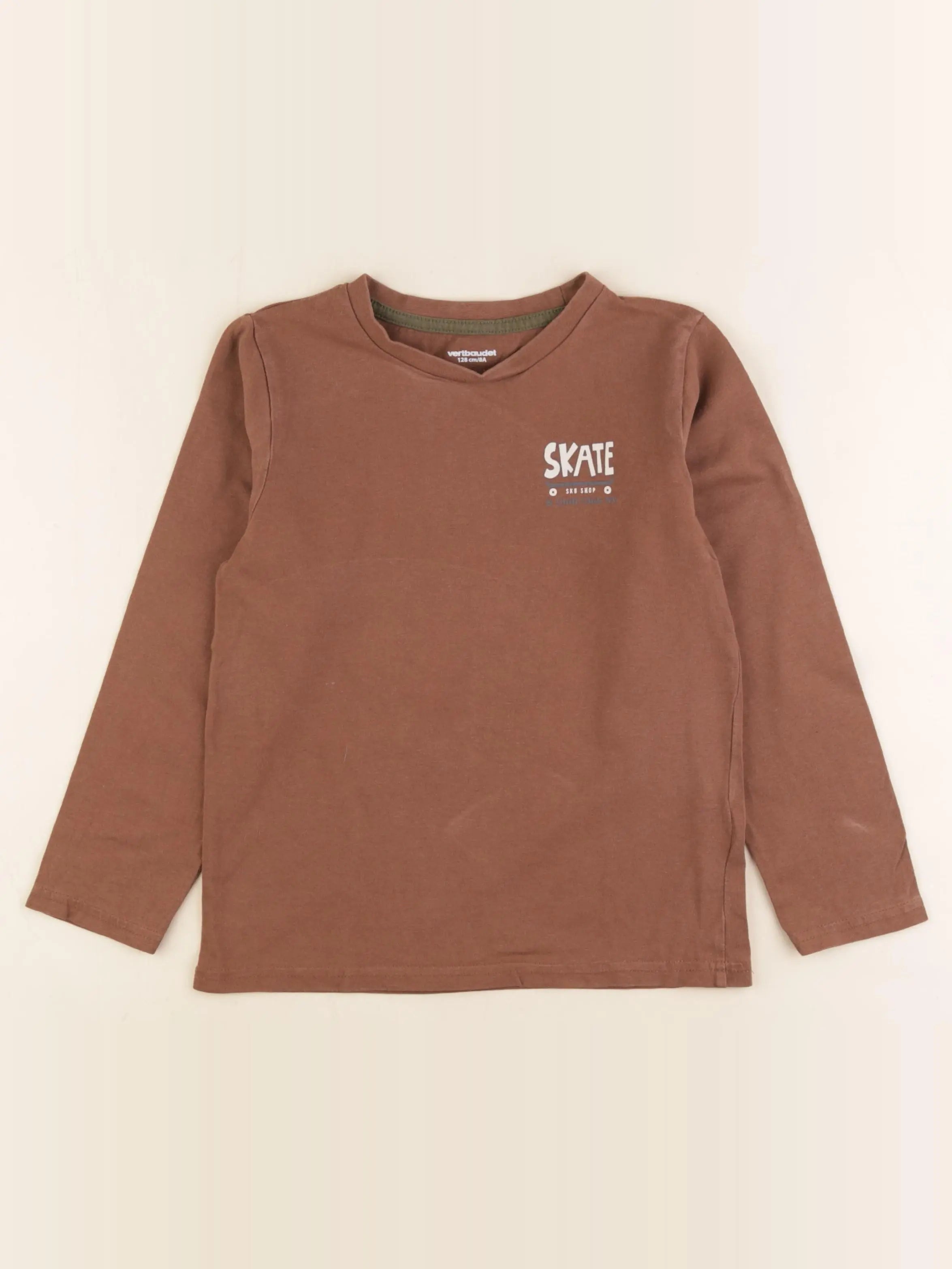 Vertbaudet - tee-shirt marron - 8 ans
