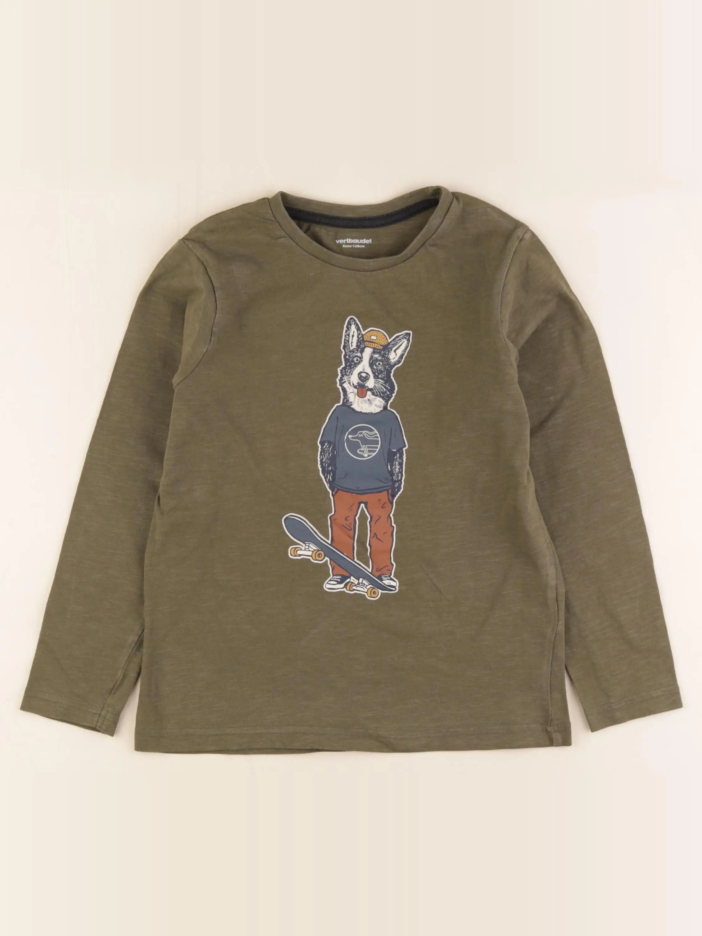 Vertbaudet - tee-shirt vert - 8 ans