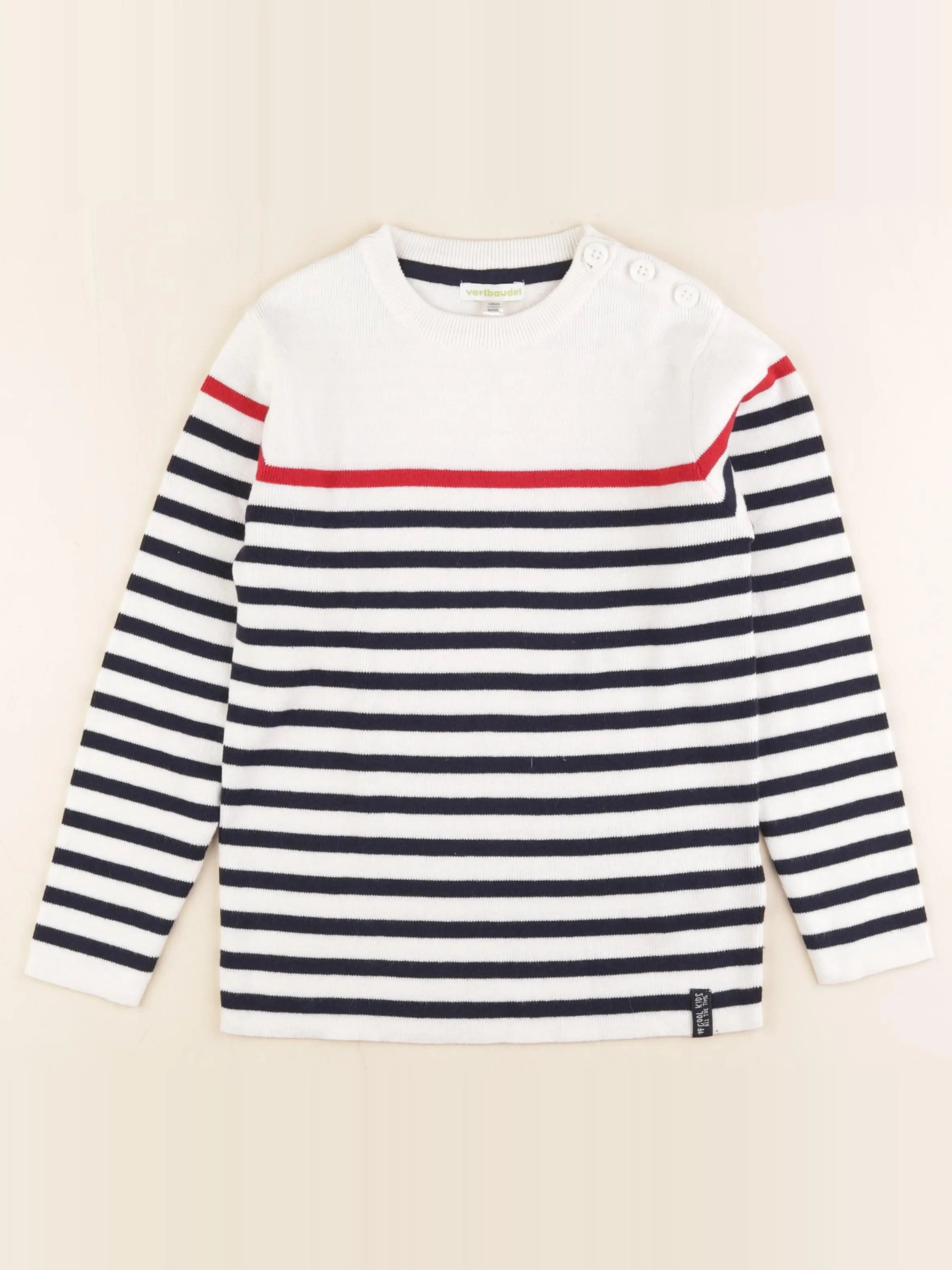 Vertbaudet - pull blanc - 8 ans