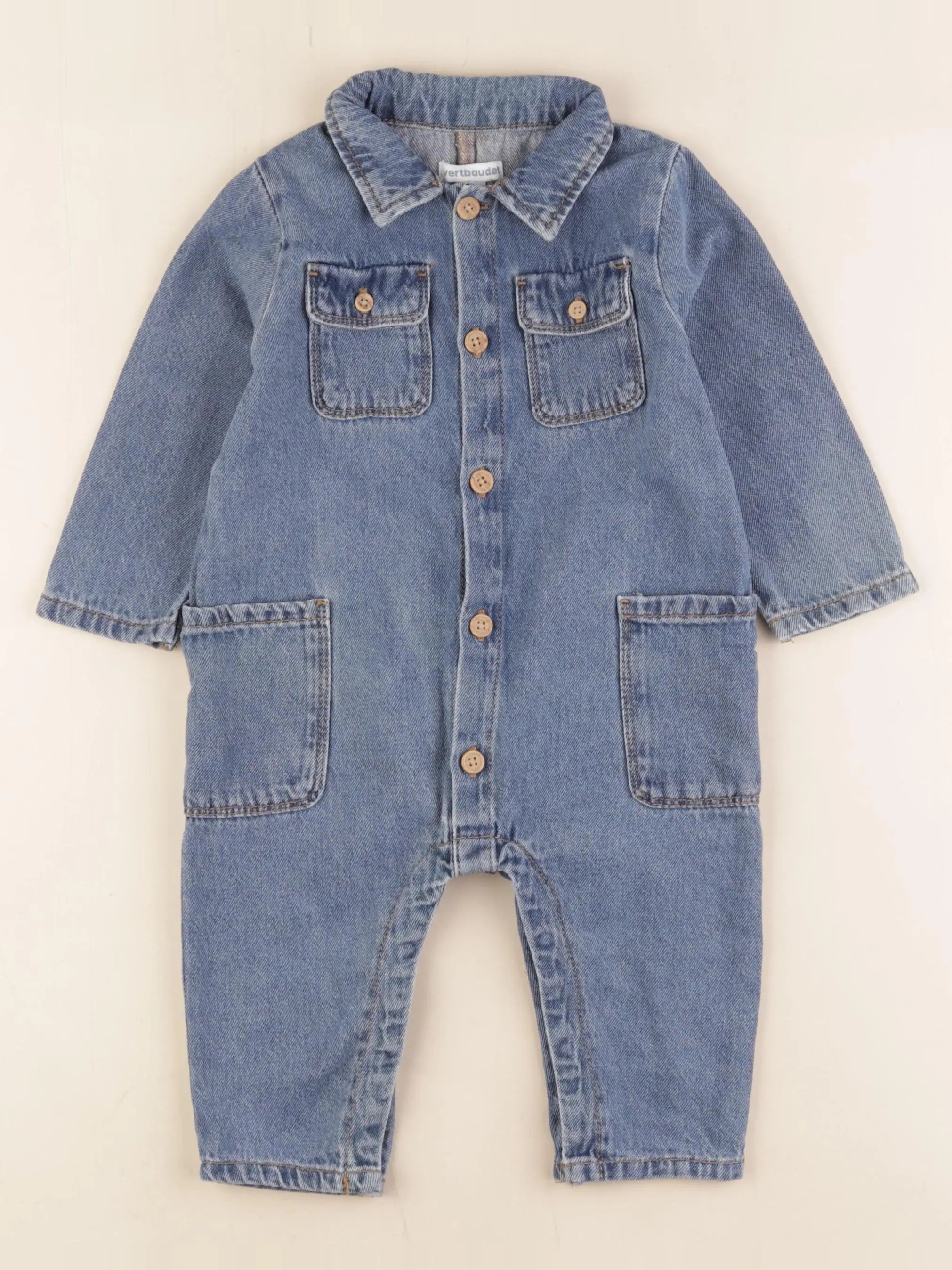 Vertbaudet - combinaison bleu - 12 mois
