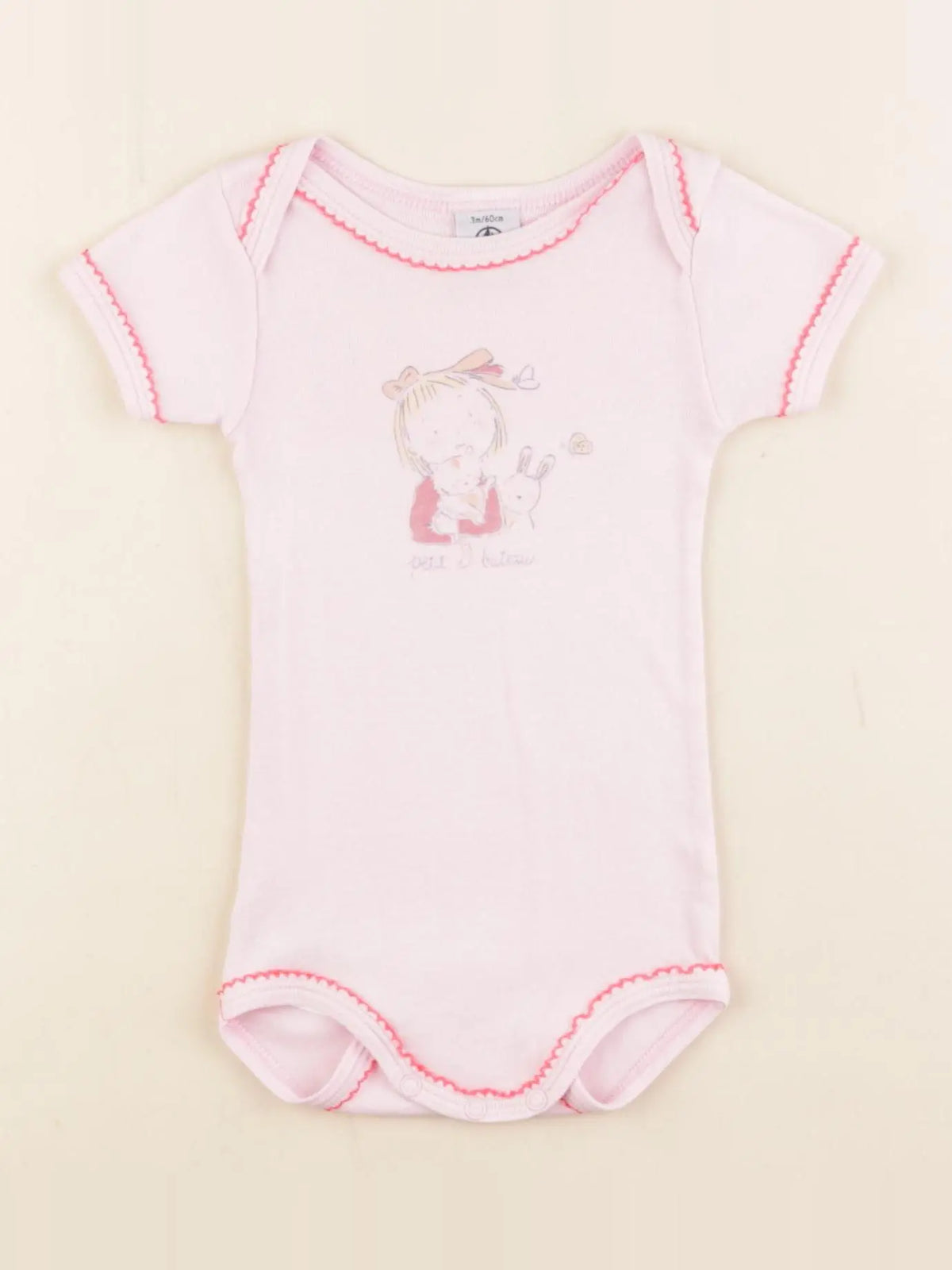 Petit Bateau - body rose - 3 mois