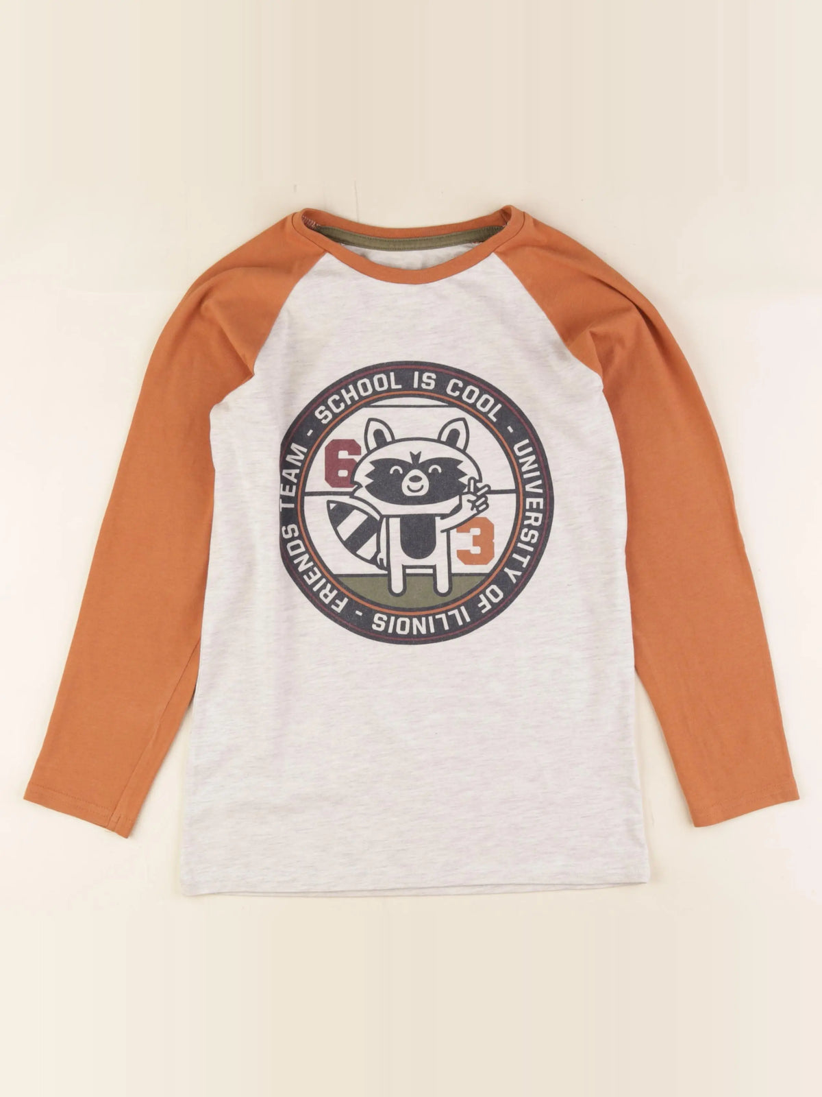 Vertbaudet - tee-shirt beige, orange - 10 ans