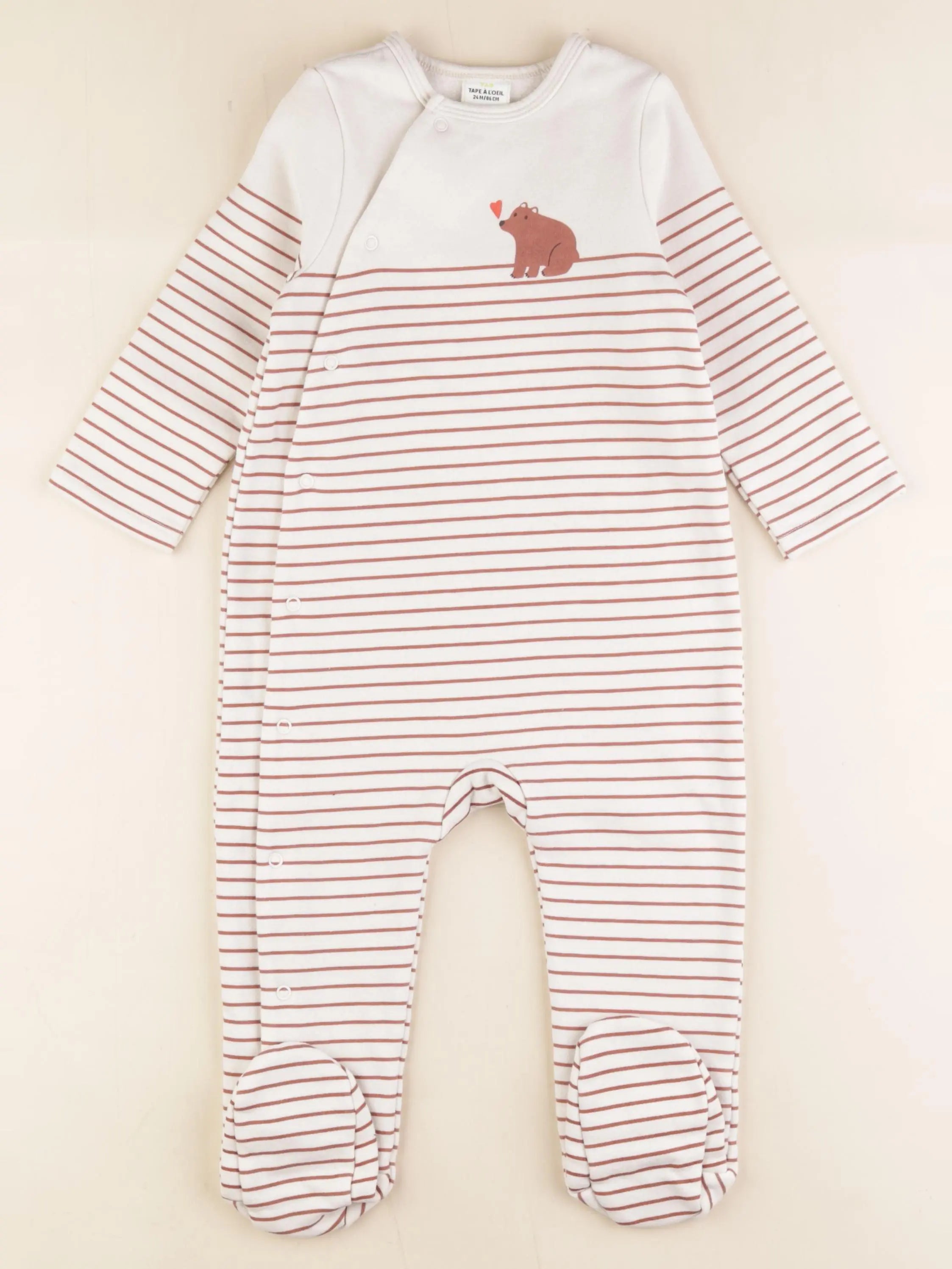 Tape à l'oeil - pyjama coton beige, marron - 24 mois