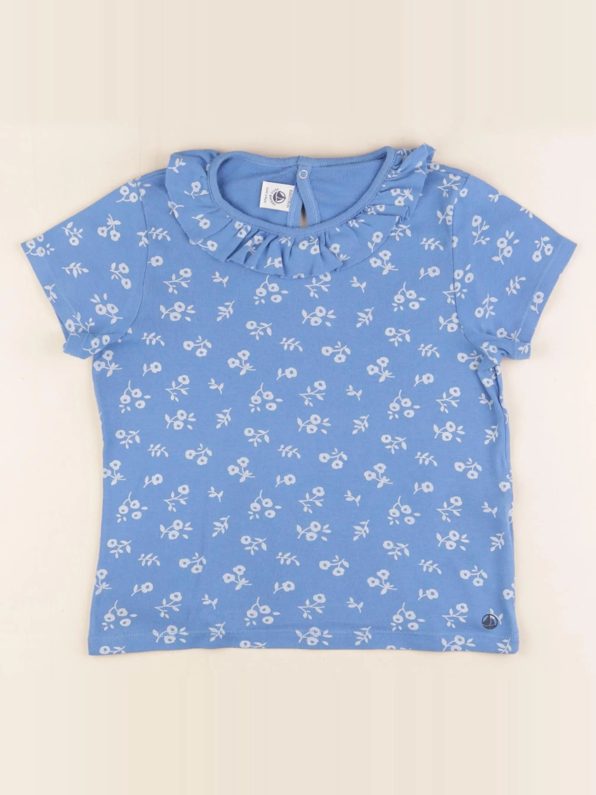 Petit Bateau - tee-shirt bleu, blanc - 8 ans
