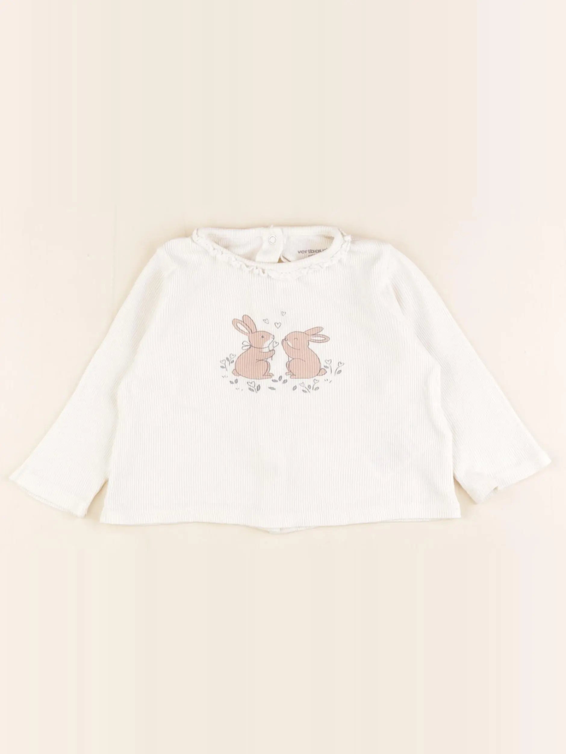 Vertbaudet - tee-shirt beige - 9 mois