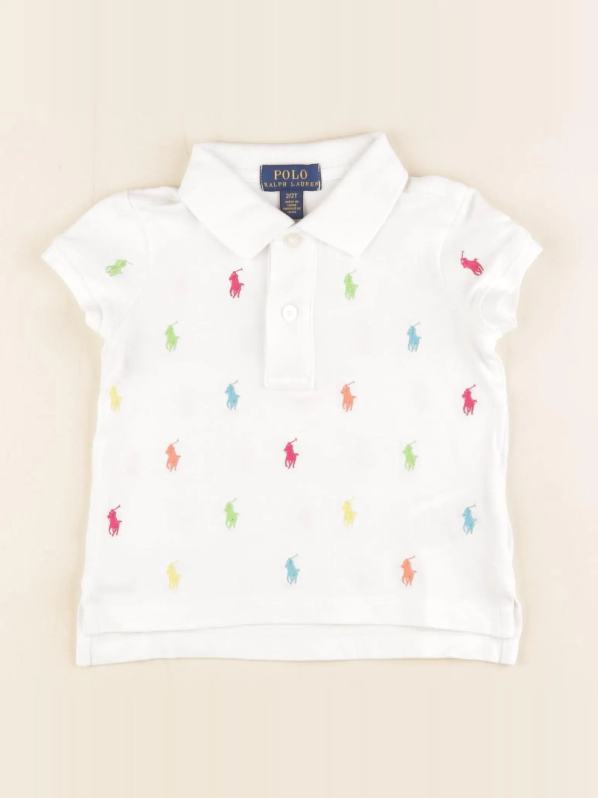 Ralph Lauren - polo blanc, multicolore - 2 ans