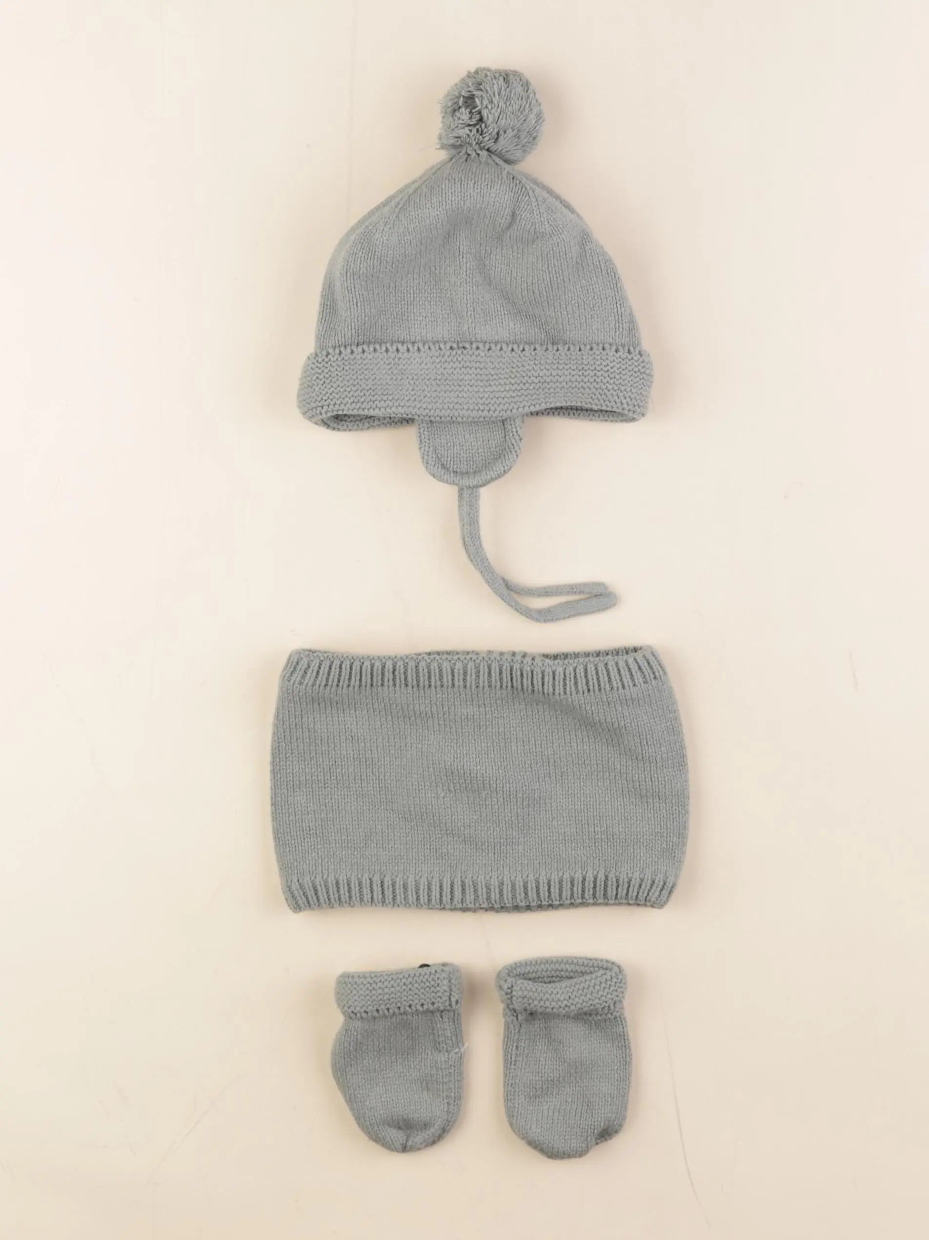 Vertbaudet - ensemble bonnet/moufles/tour de cou vert - 12/18 mois