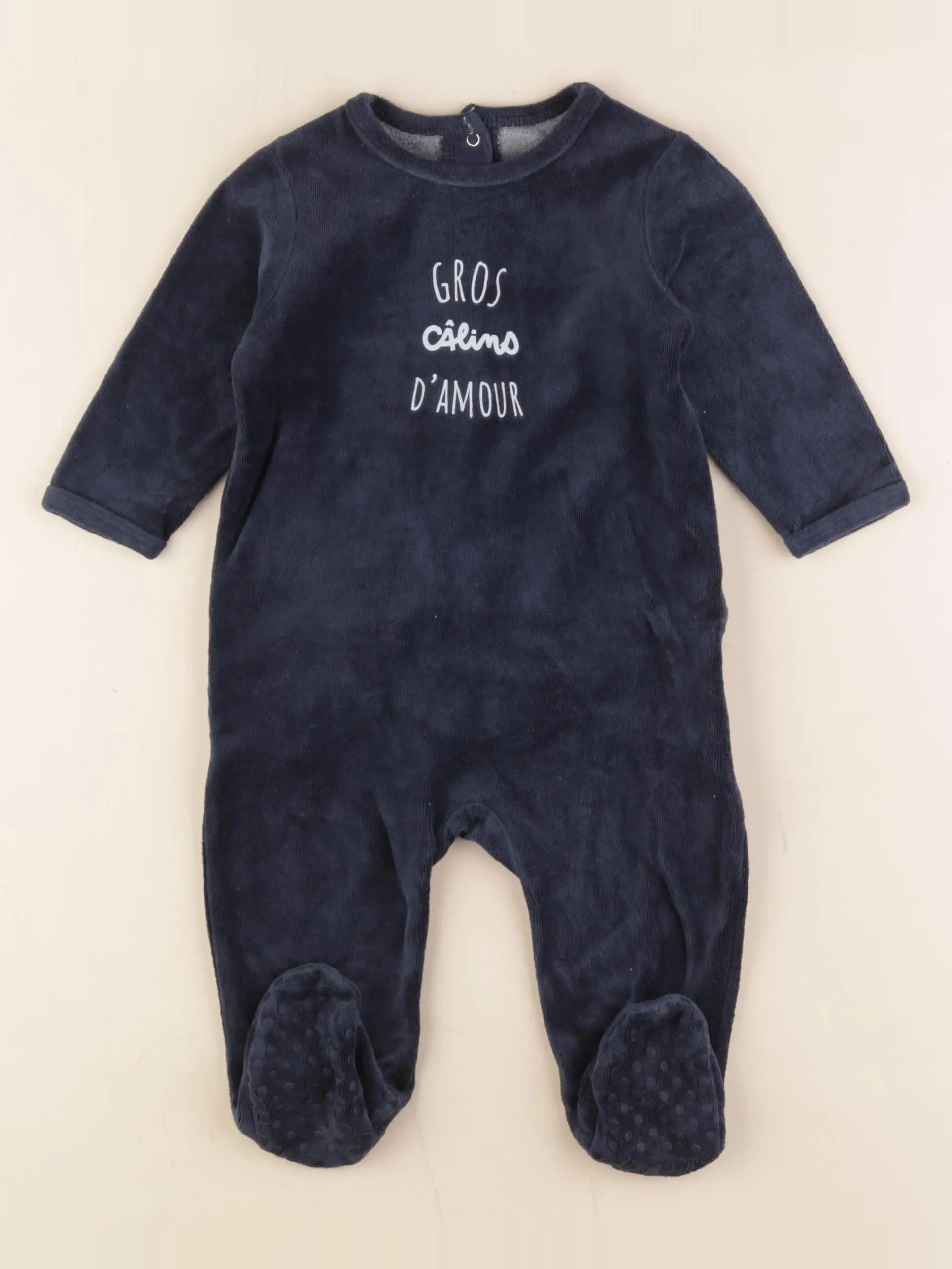 Vertbaudet - pyjama velours bleu - 12 mois