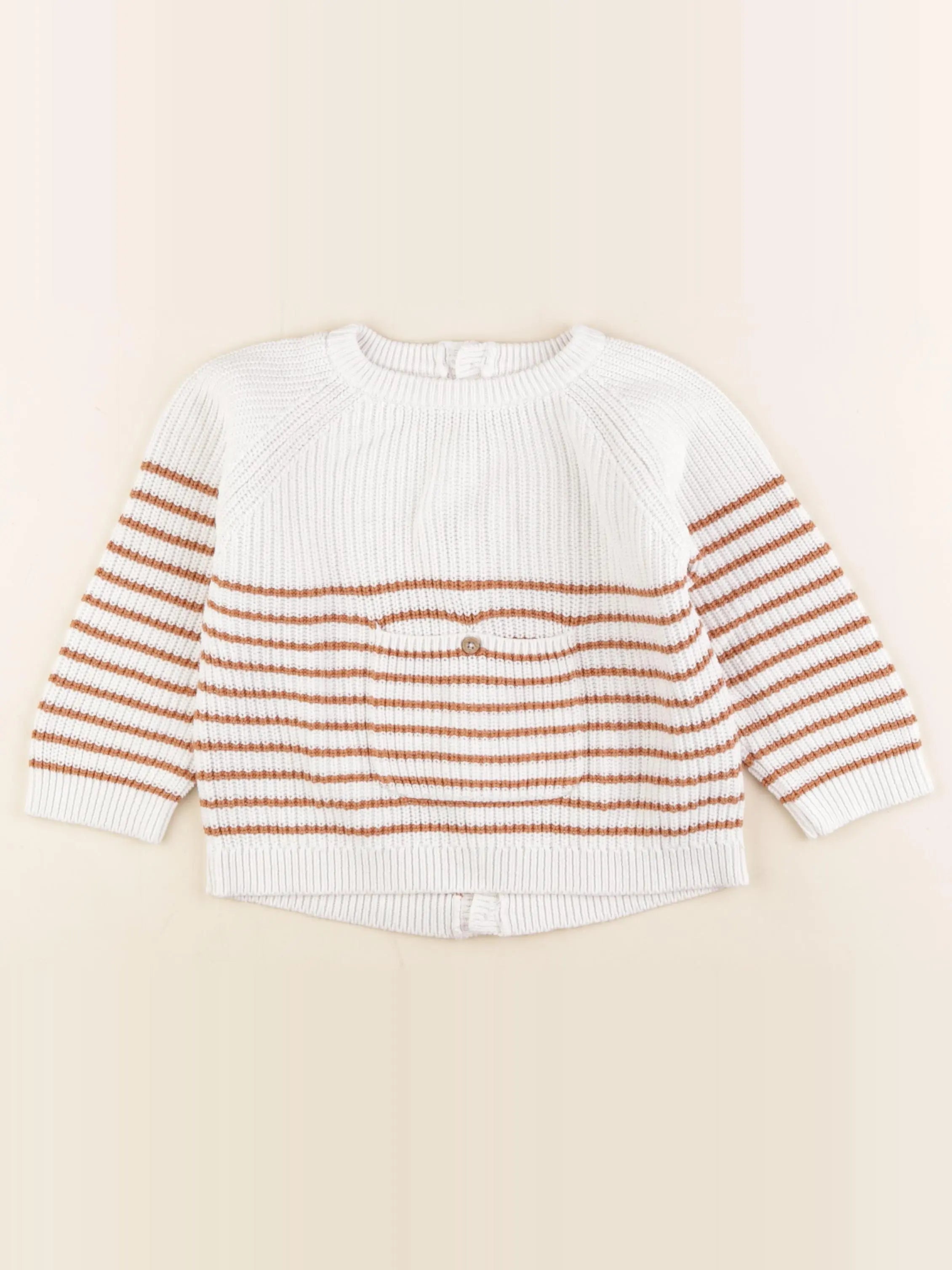 La Redoute - pull marron, blanc - 3 ans