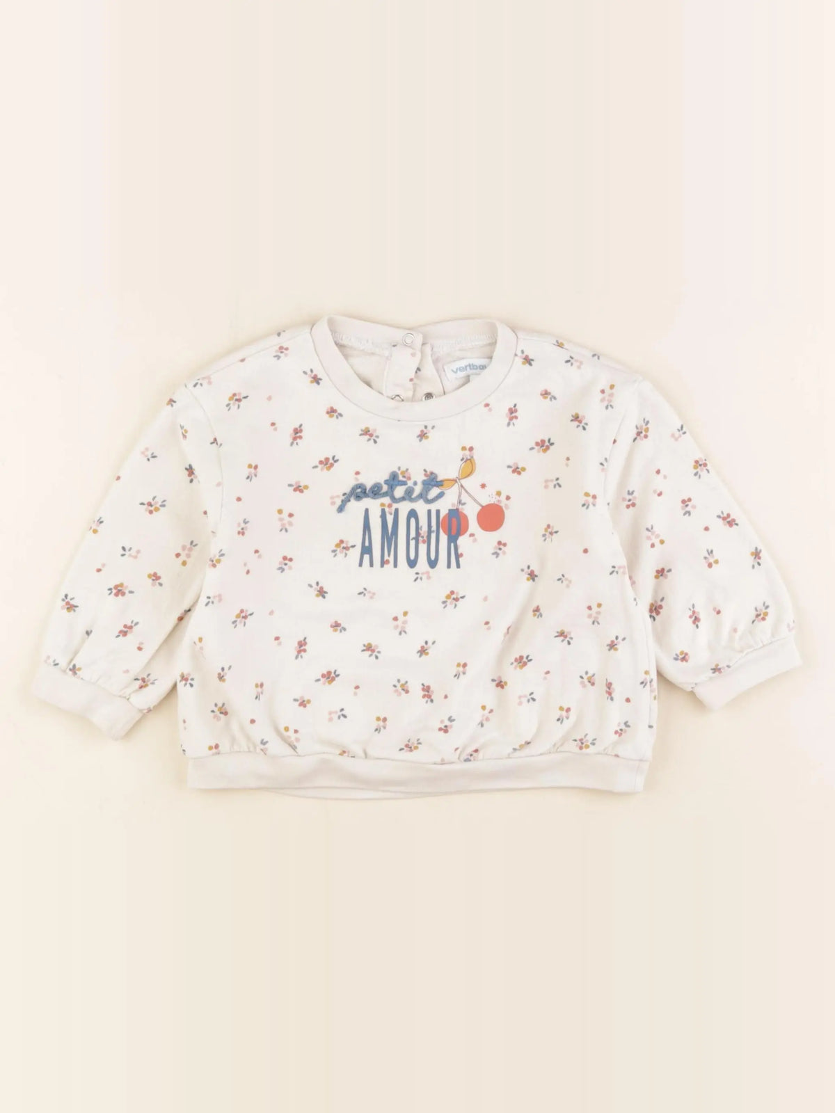 Vertbaudet - sweat beige - 12 mois