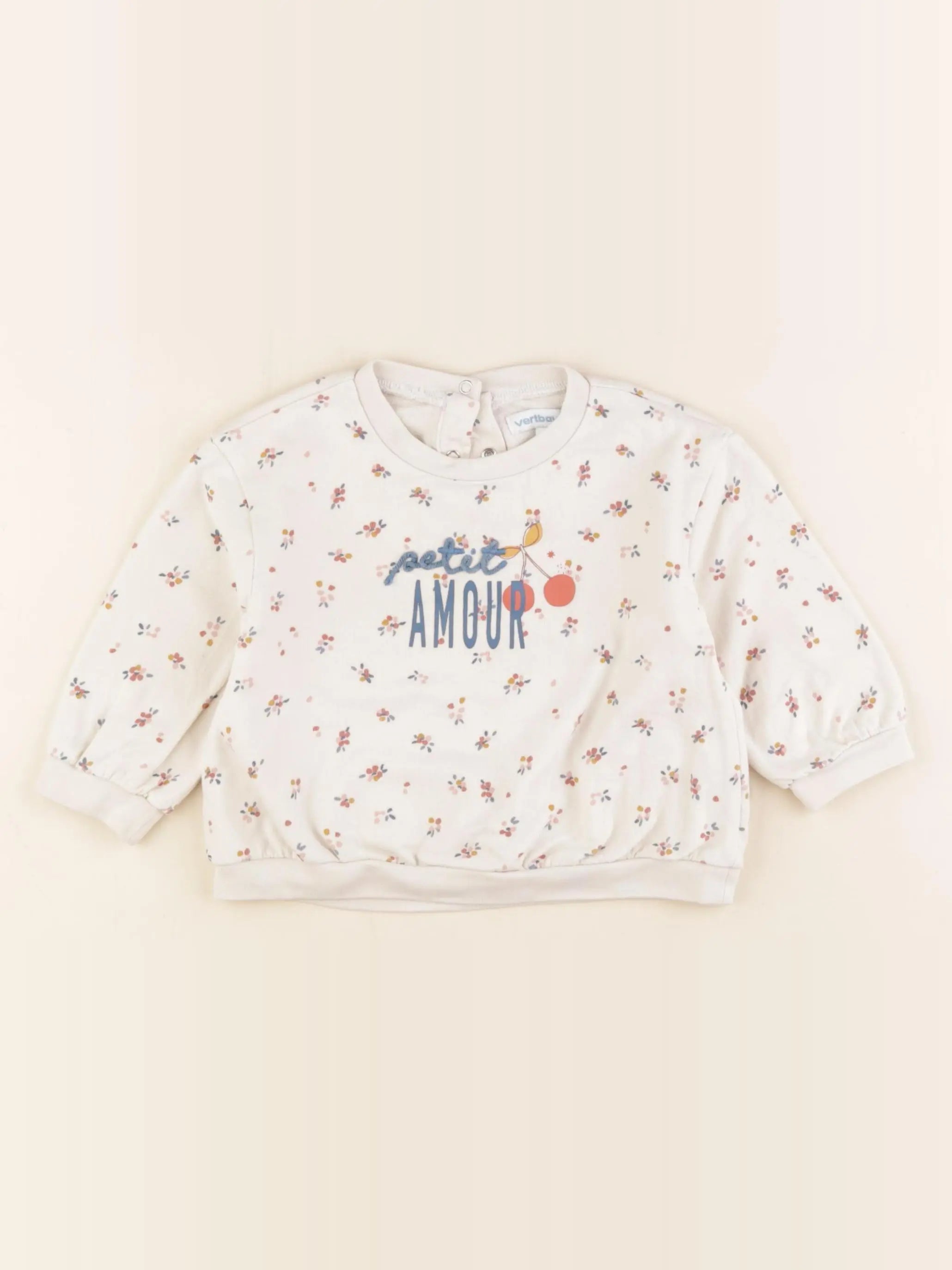 Vertbaudet - sweat beige - 12 mois