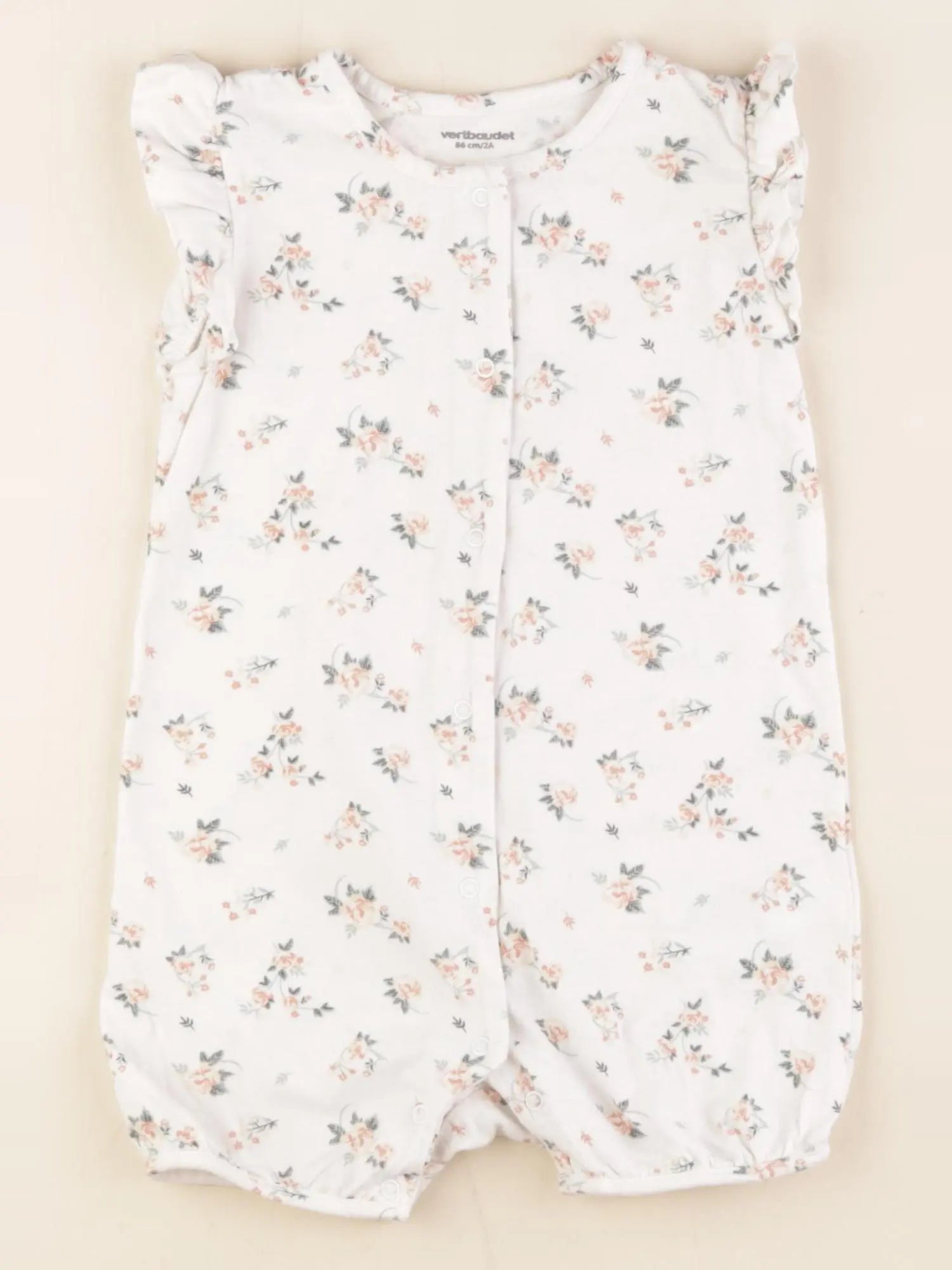 Vertbaudet - combinaison blanc, rose - 2 ans