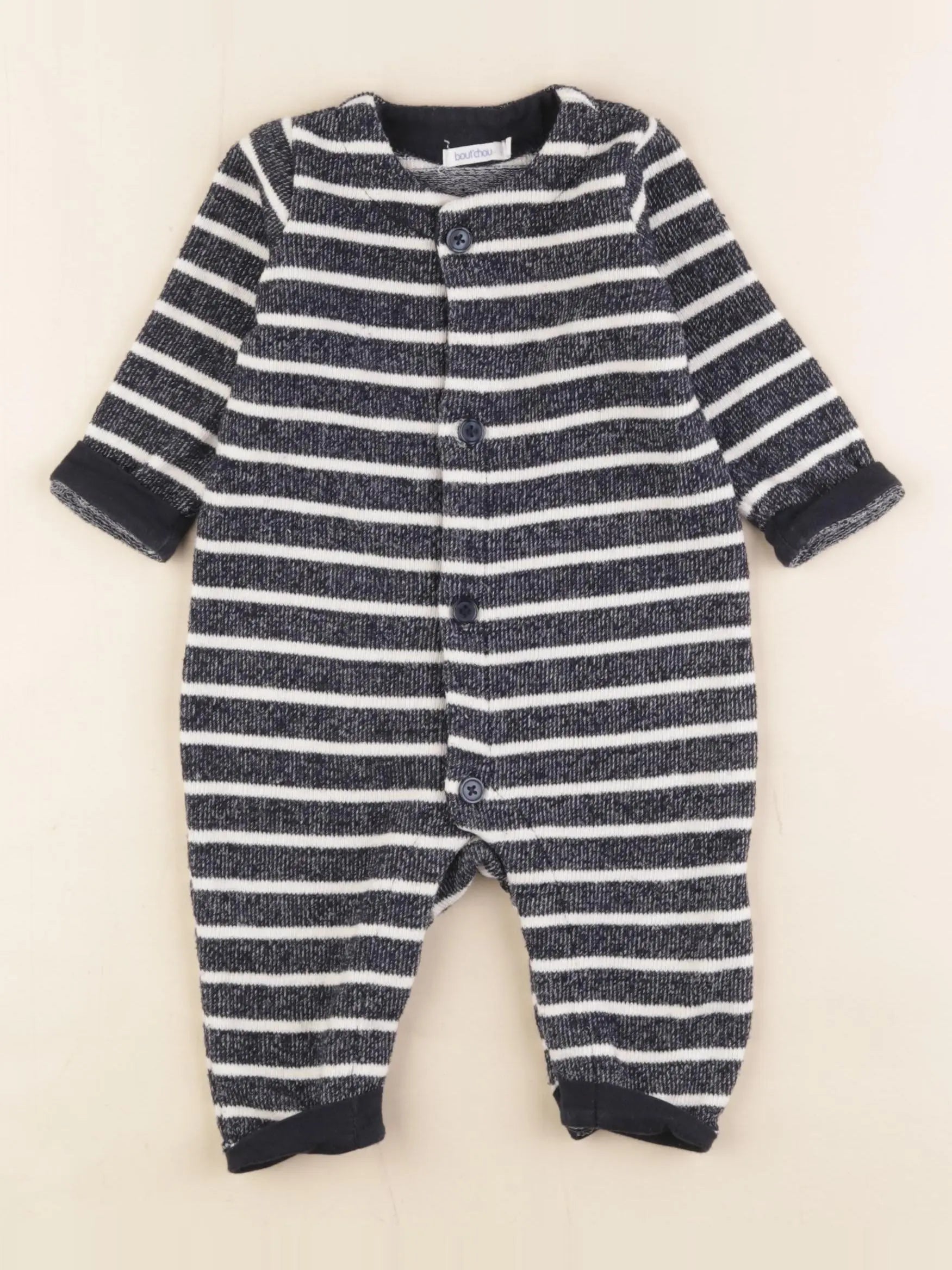 Boutchou - combinaison bleu, blanc - 3 mois