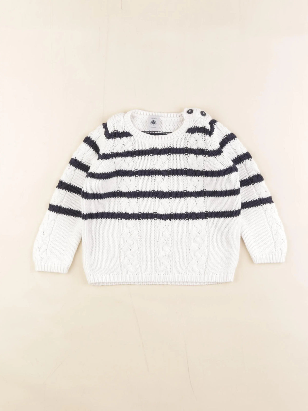 Petit Bateau - pull blanc, bleu - 24 mois