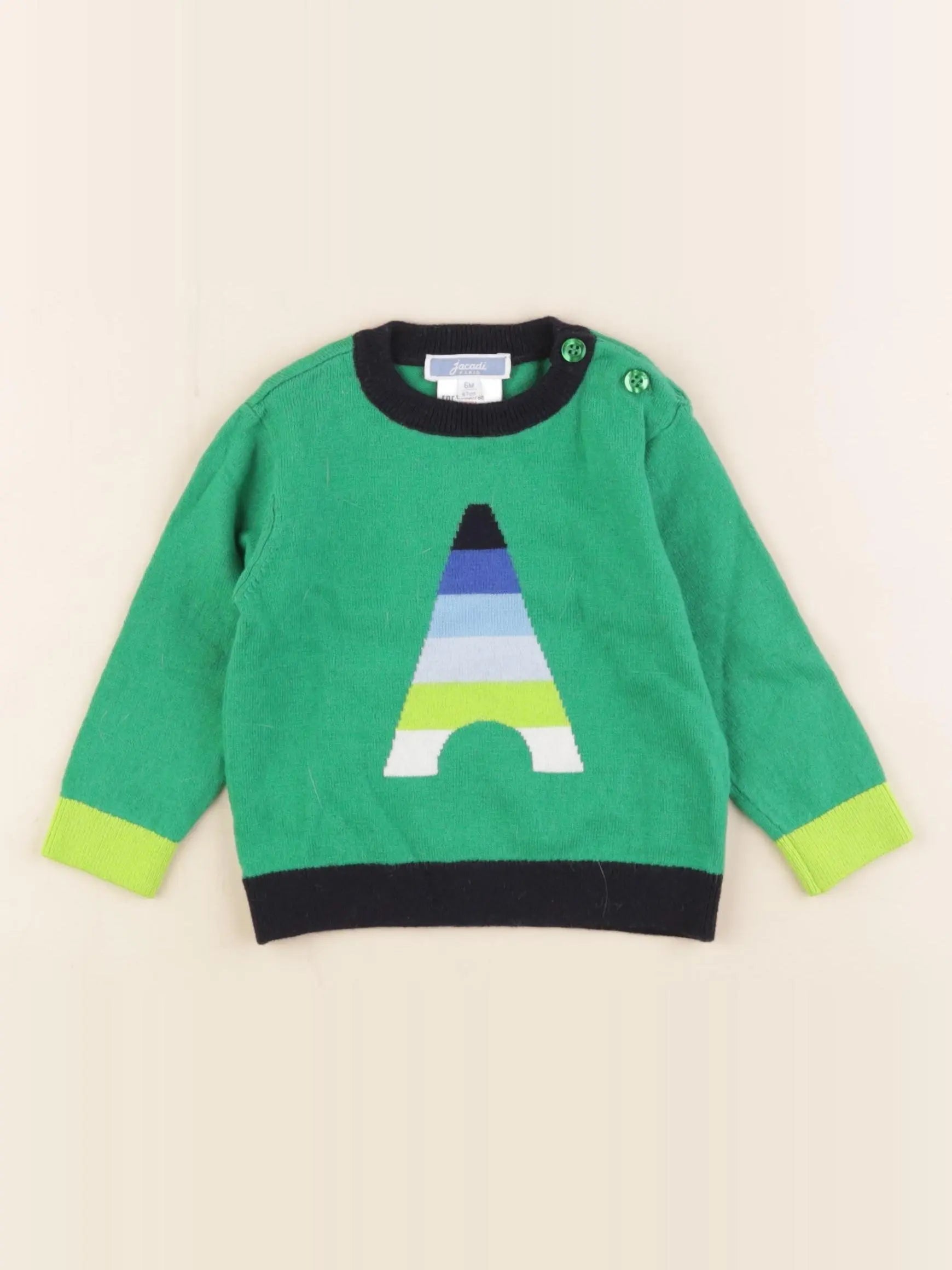 Jacadi - pull vert - 6 mois