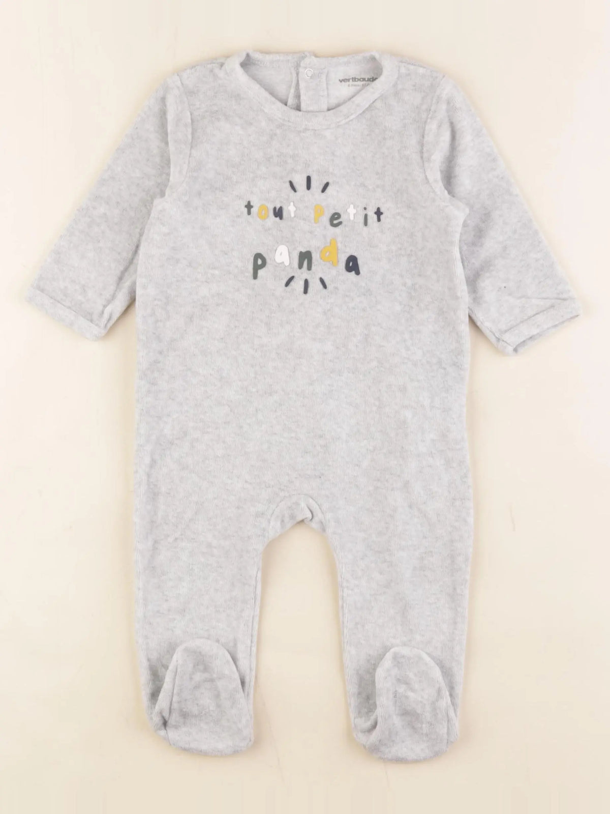 Vertbaudet - pyjama velours gris - 12 mois
