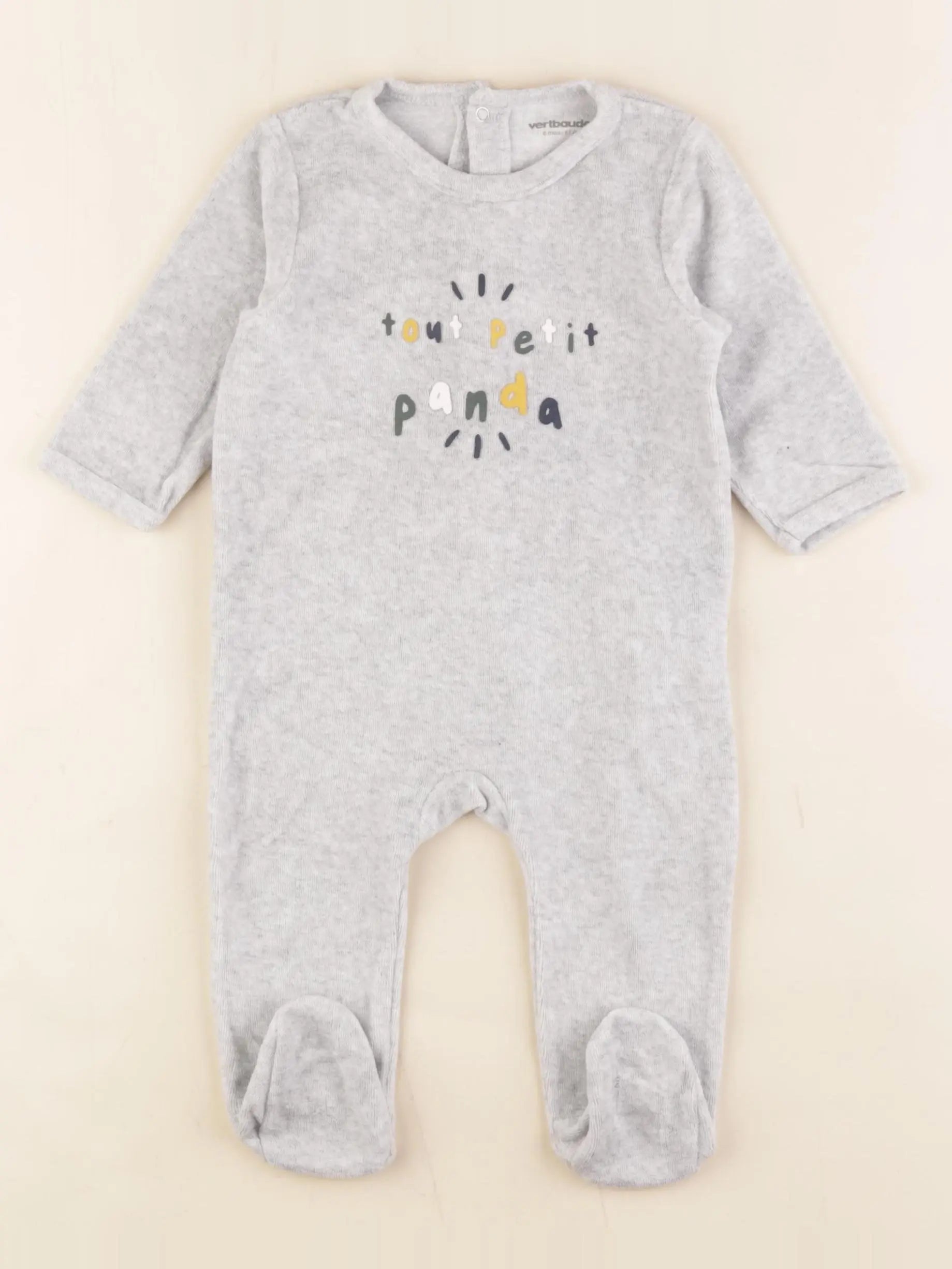 Vertbaudet - pyjama velours gris - 12 mois
