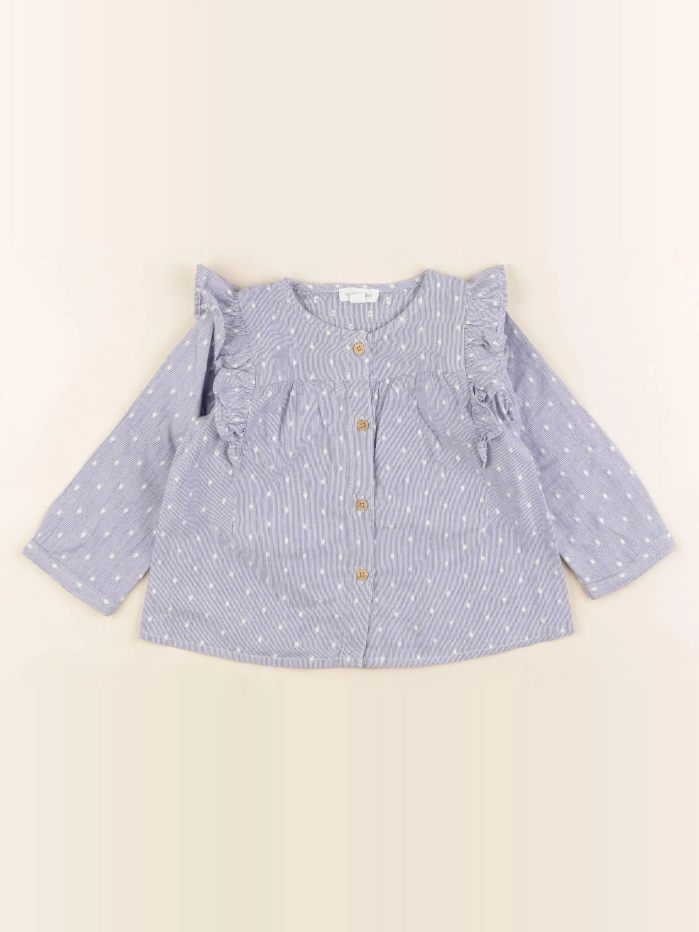 Vertbaudet - blouse blanc, bleu - 12 mois