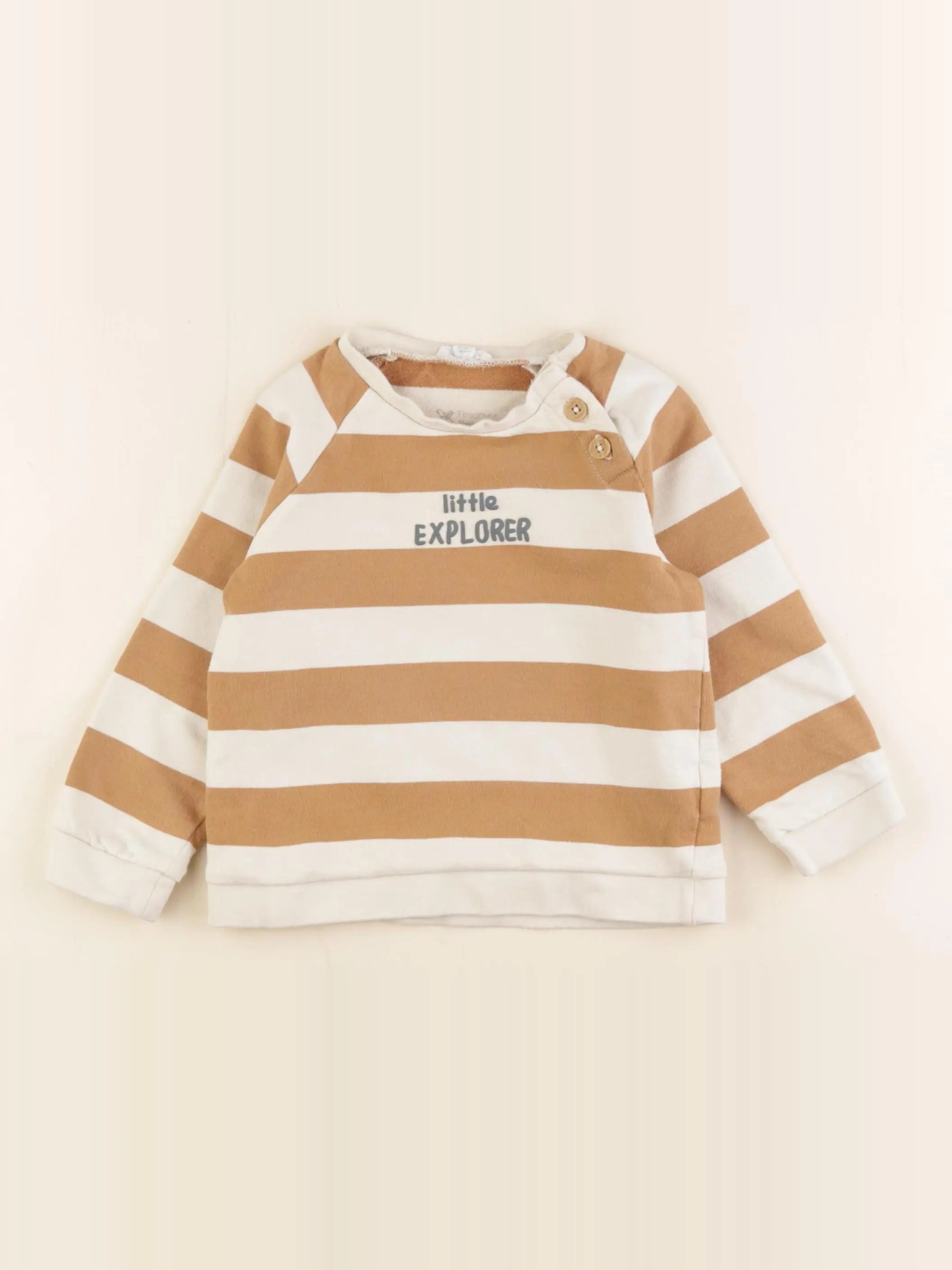 Vertbaudet - sweat beige, marron - 36 mois