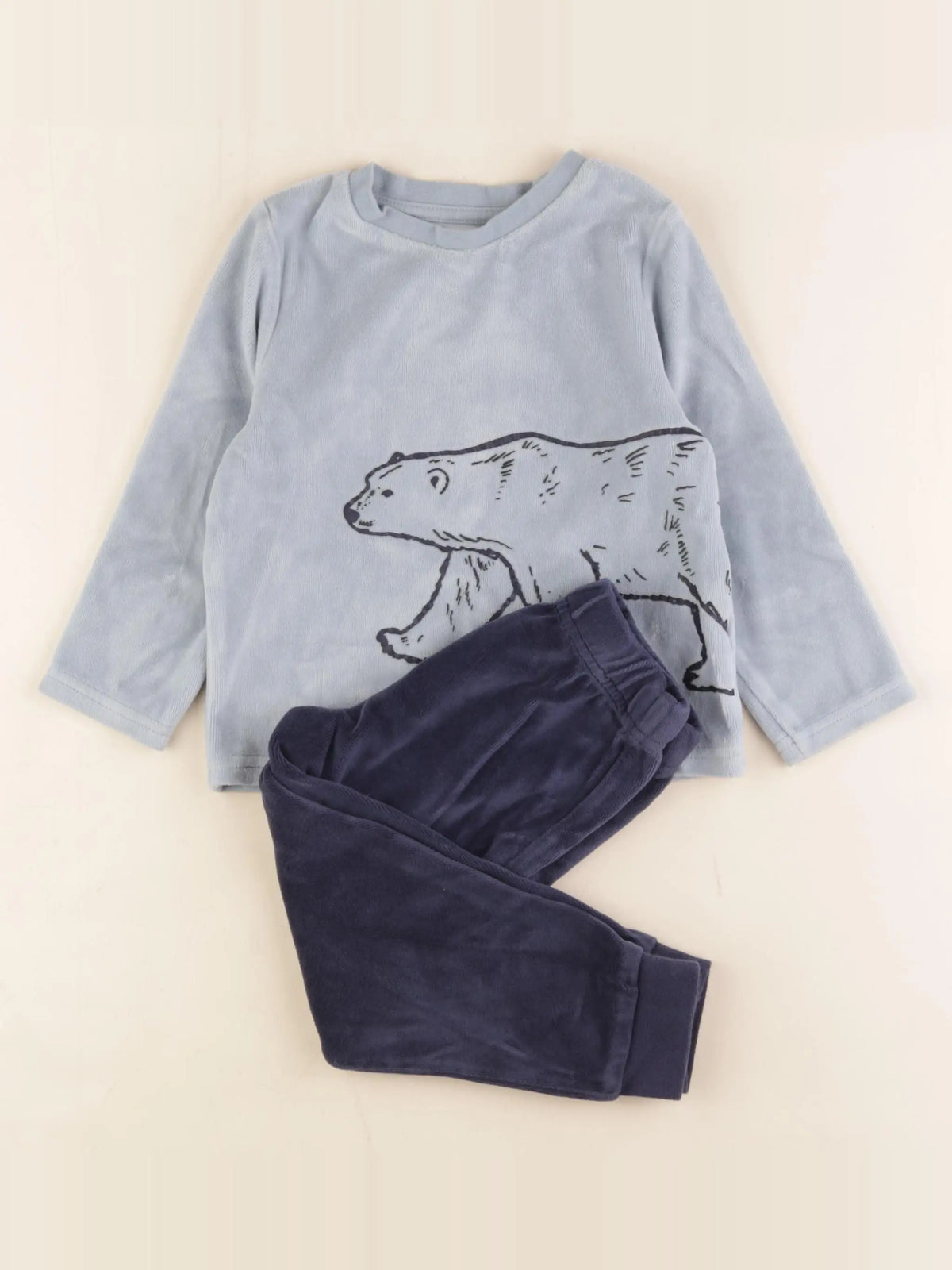 Vertbaudet - pyjama velours bleu - 3 ans