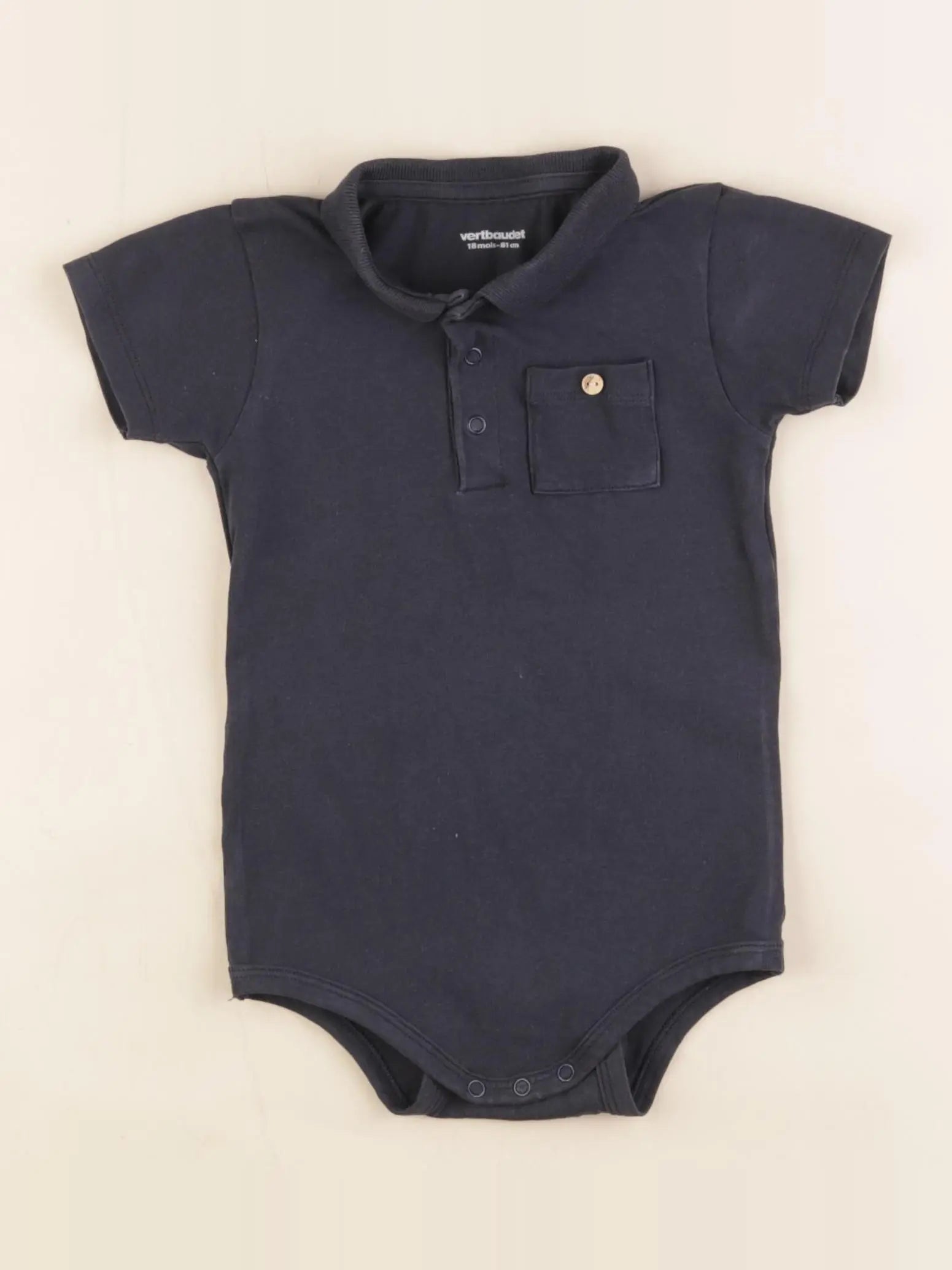 Vertbaudet - body à col bleu - 18 mois