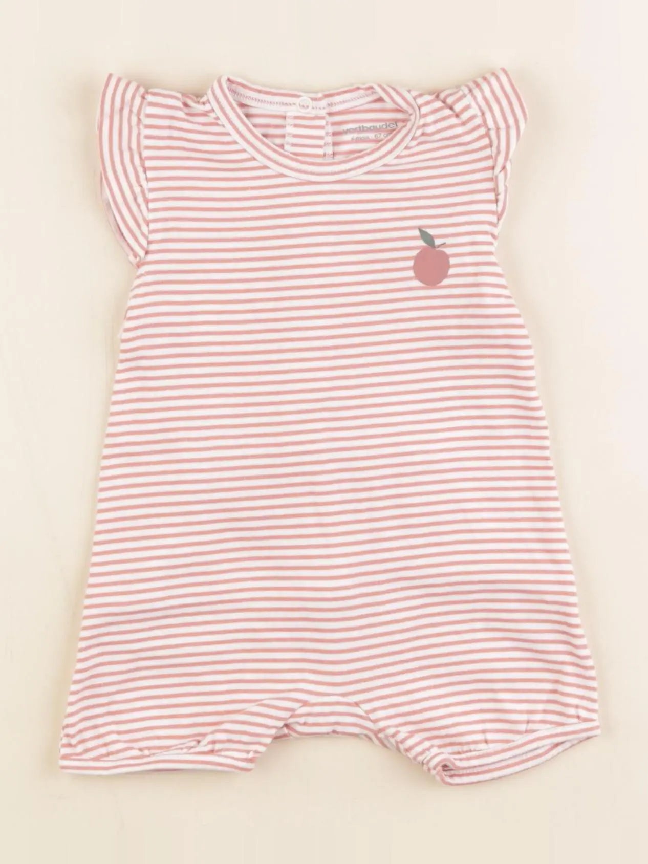 Vertbaudet - pyjama coton blanc, rouge - 6 mois