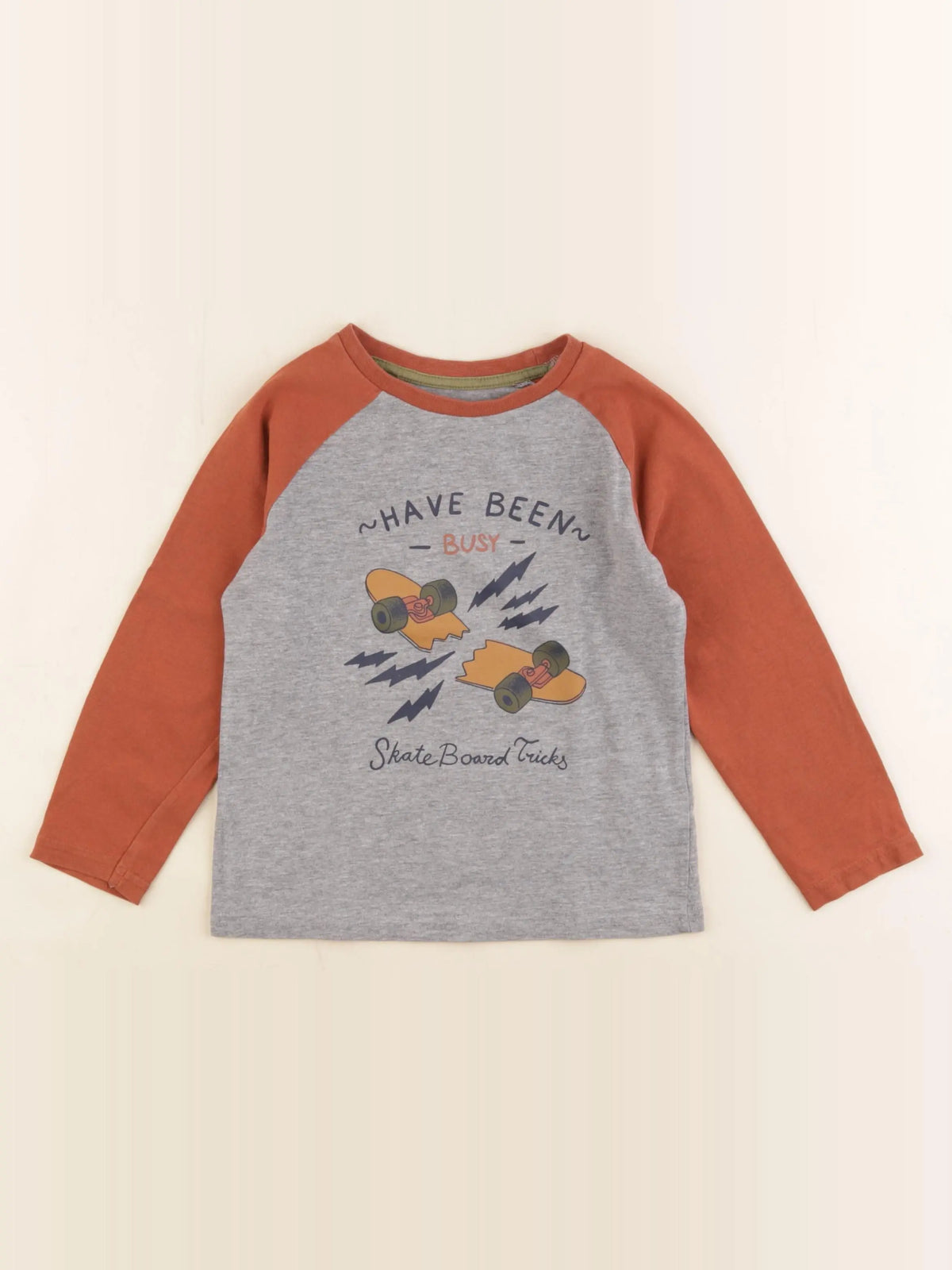 Vertbaudet - tee-shirt marron, gris - 4 ans