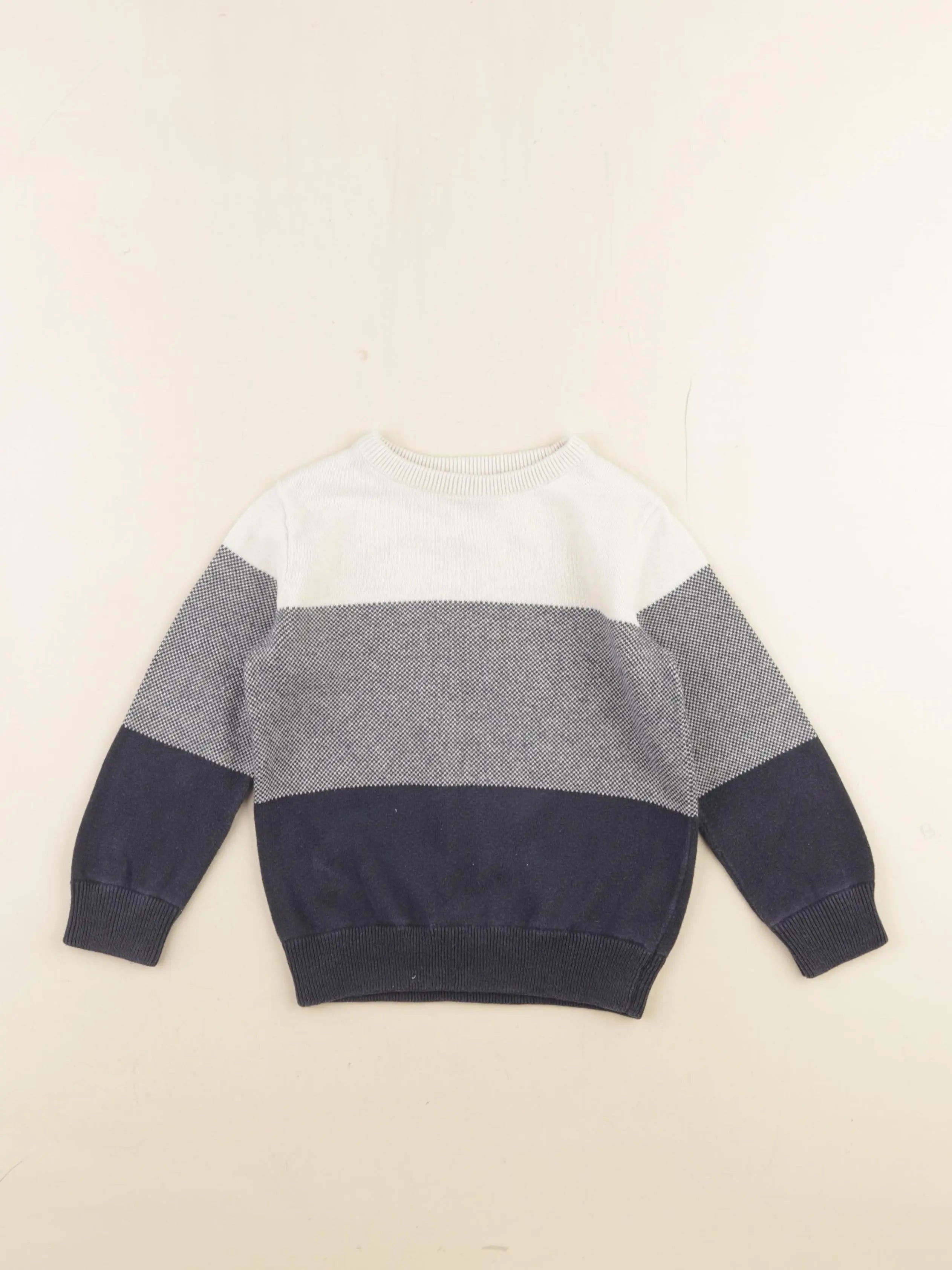 Vertbaudet - pull beige, bleu - 3 ans