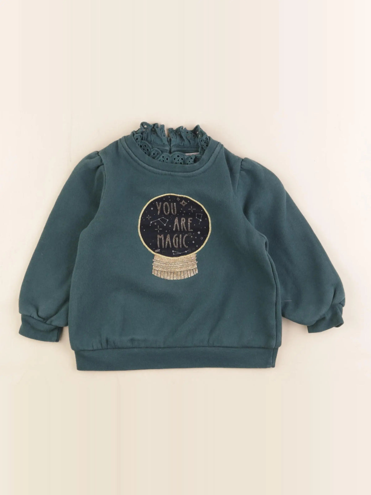 Vertbaudet - sweat or, vert - 3 ans