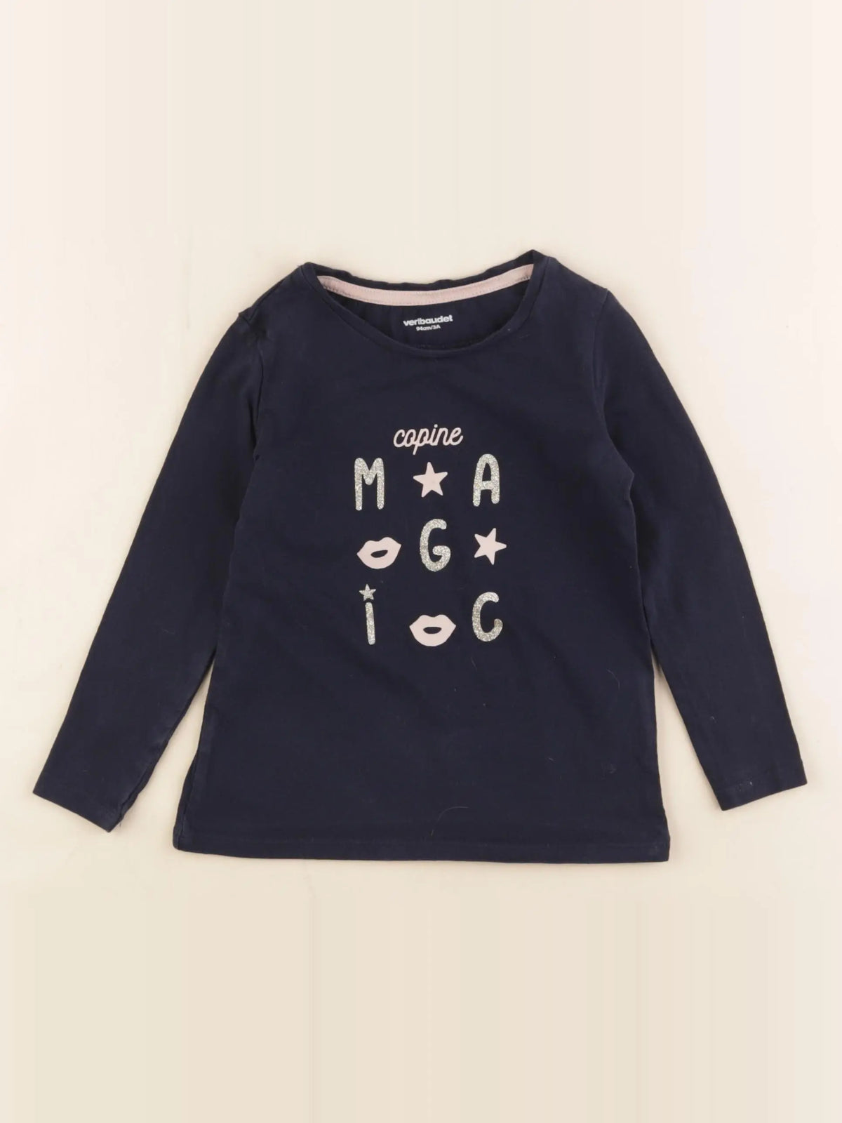 Vertbaudet - tee-shirt bleu, or - 3 ans