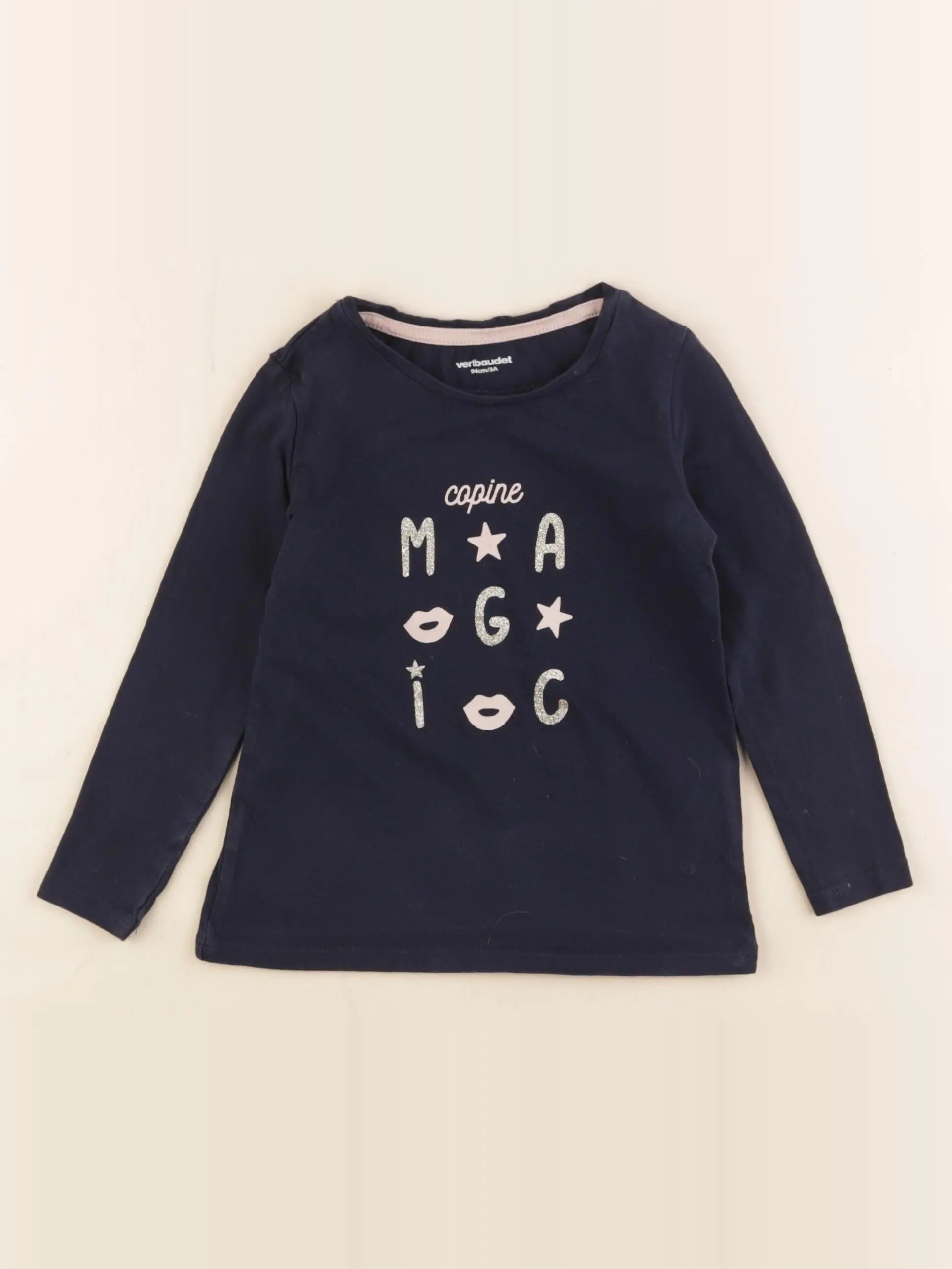 Vertbaudet - tee-shirt bleu, or - 3 ans