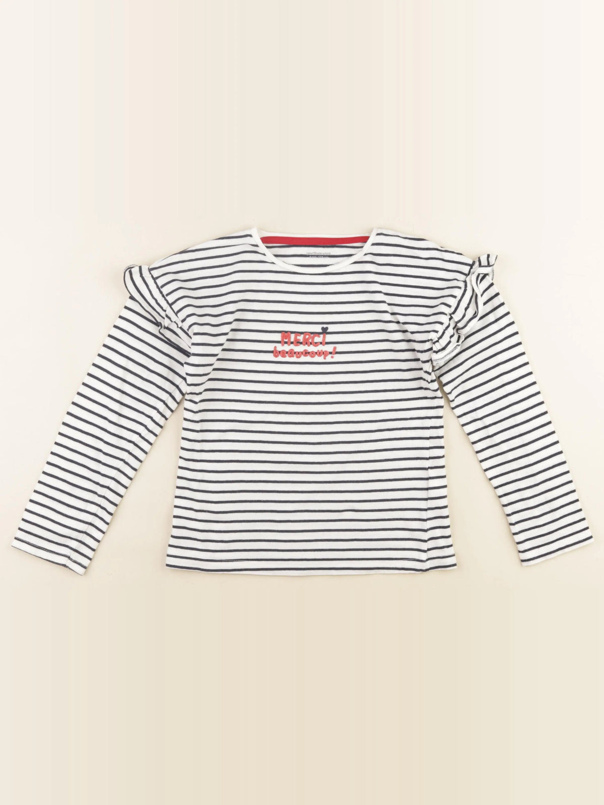 Vertbaudet - tee-shirt blanc, bleu - 8 ans
