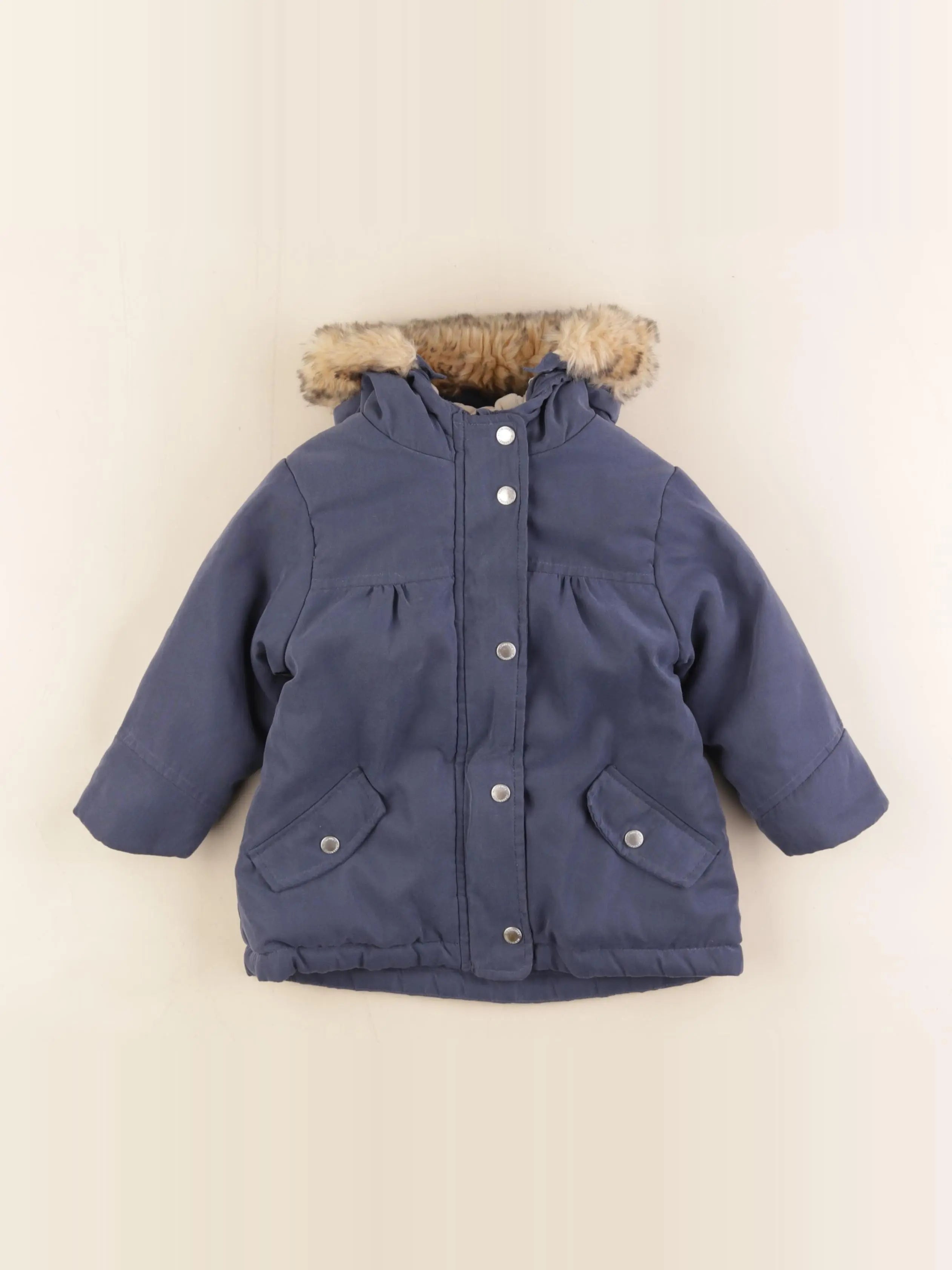 Vertbaudet - manteau doublure amovible bleu - 18 mois