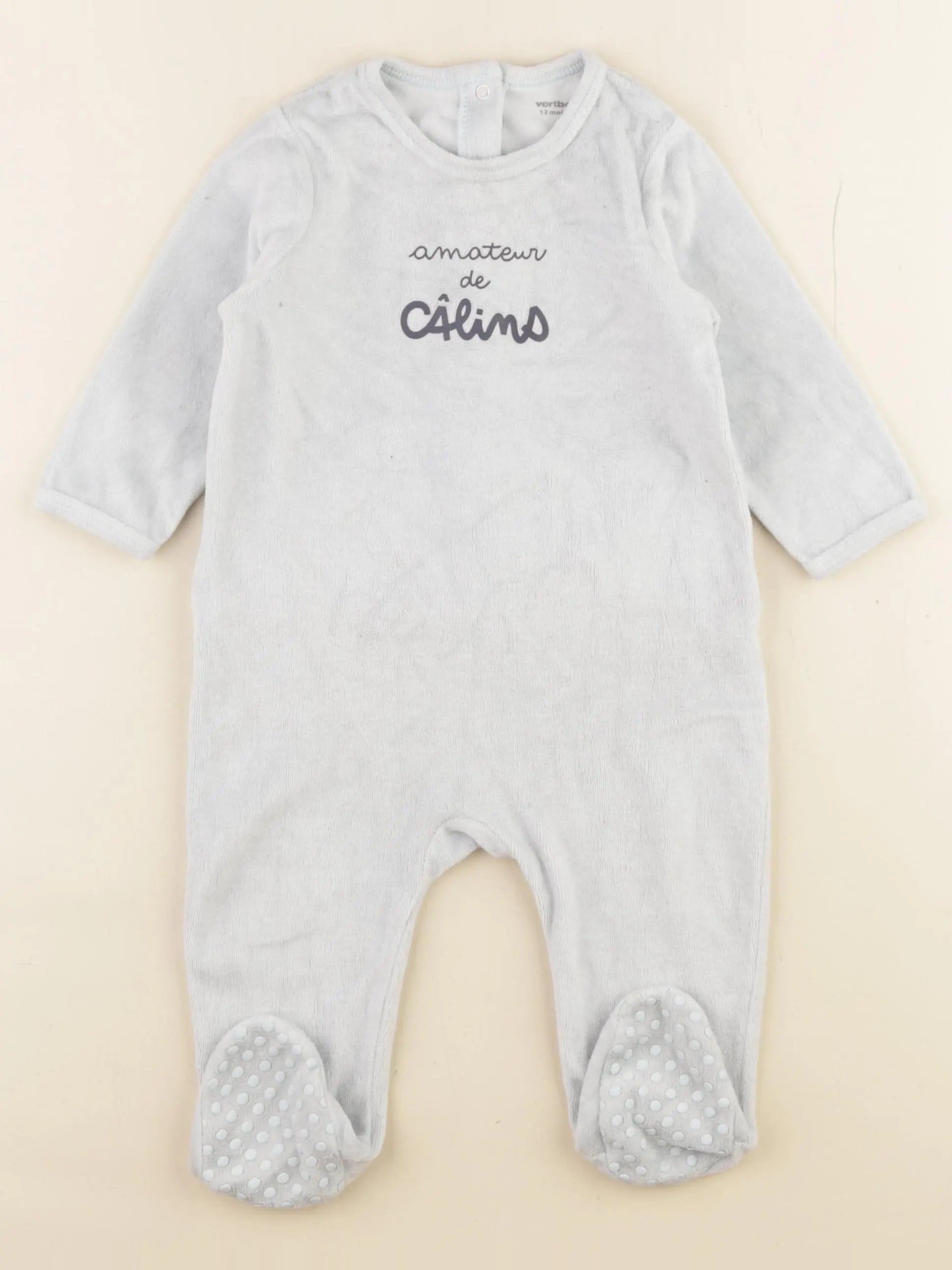 Vertbaudet - pyjama velours bleu - 12 mois